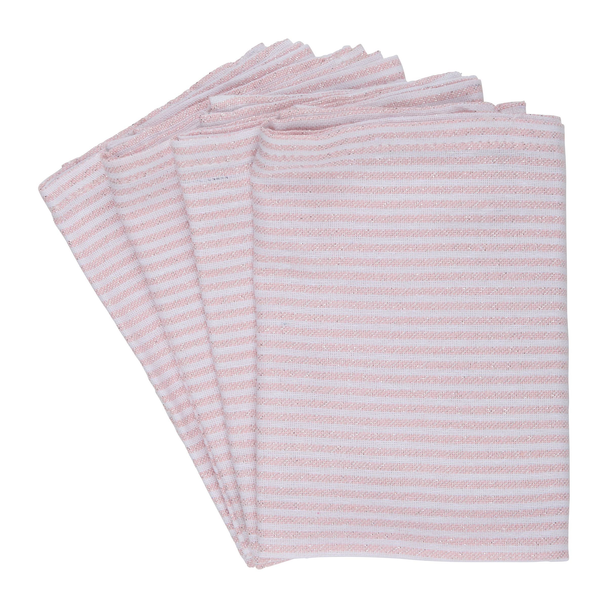 Image of Serviette gestreift 35 x 35 cm 4er Set rosa/weiss