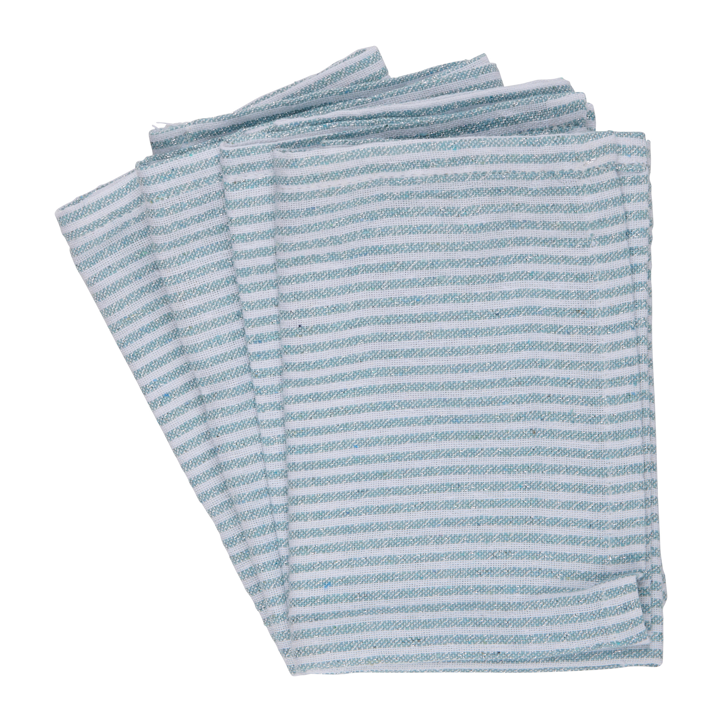 Serviette gestreift 35 x 35 cm 4er Set blau/weiss