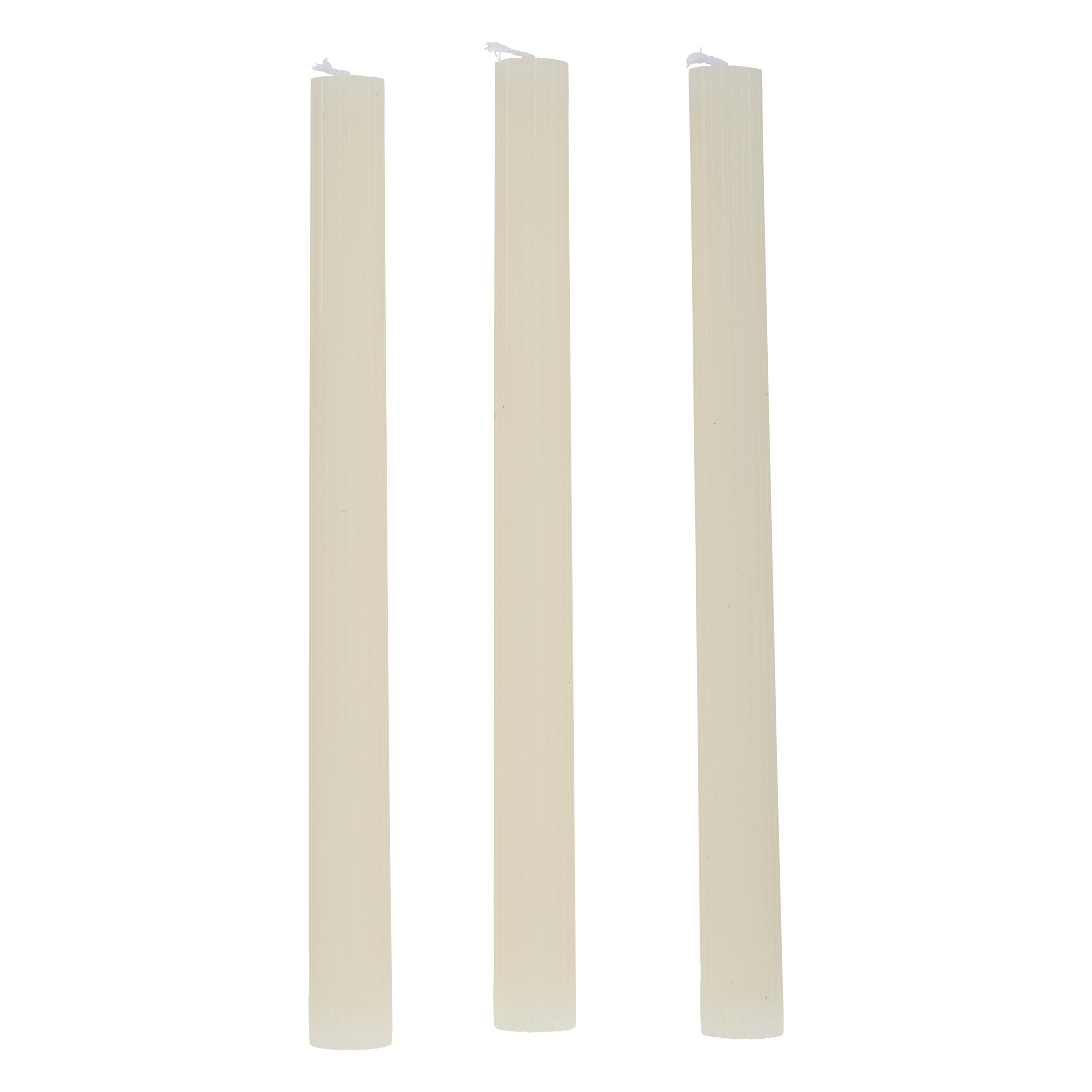 Stabkerze gerippt 25 cm 3er Set creme