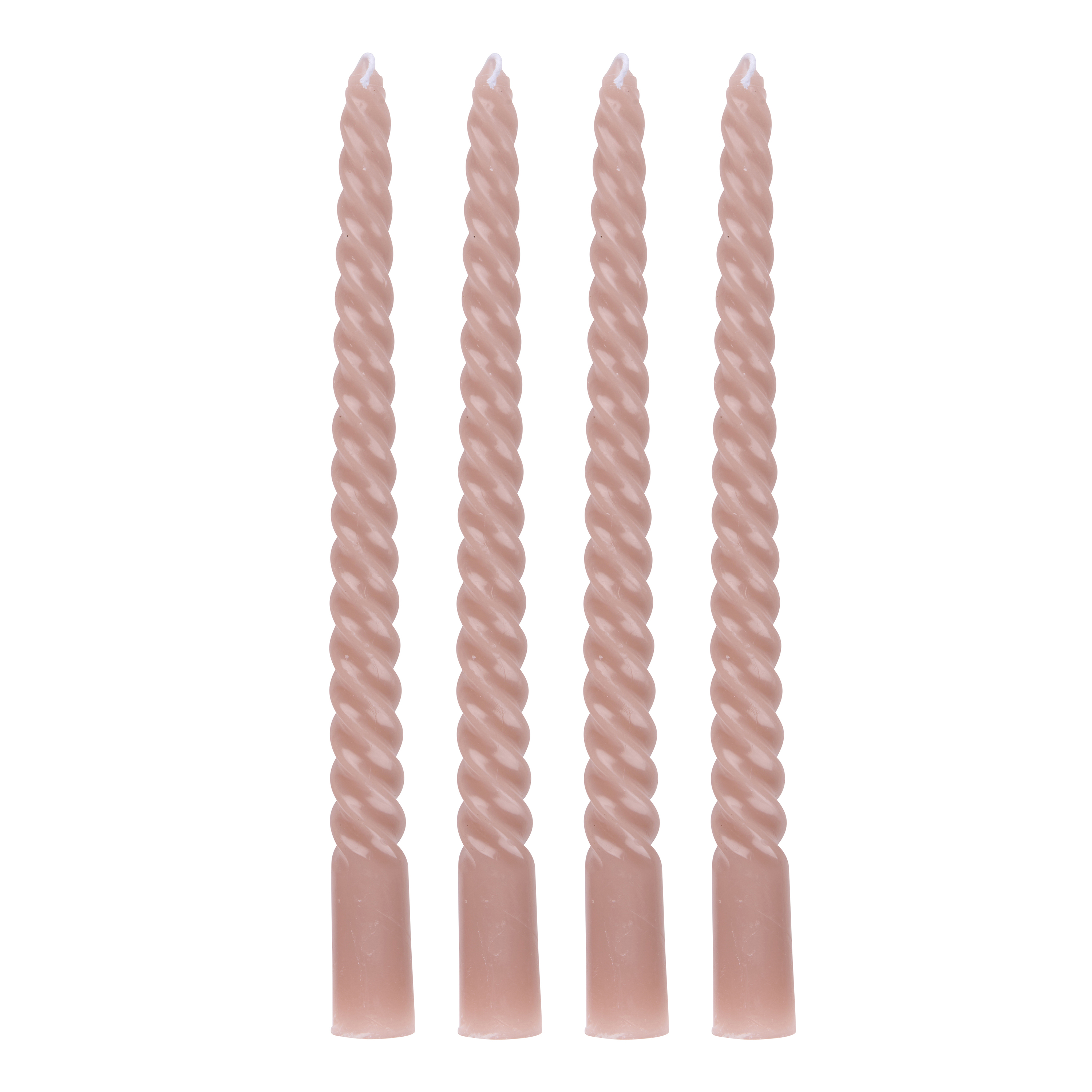 Stabkerze gedreht 25 cm 4er Set rosa