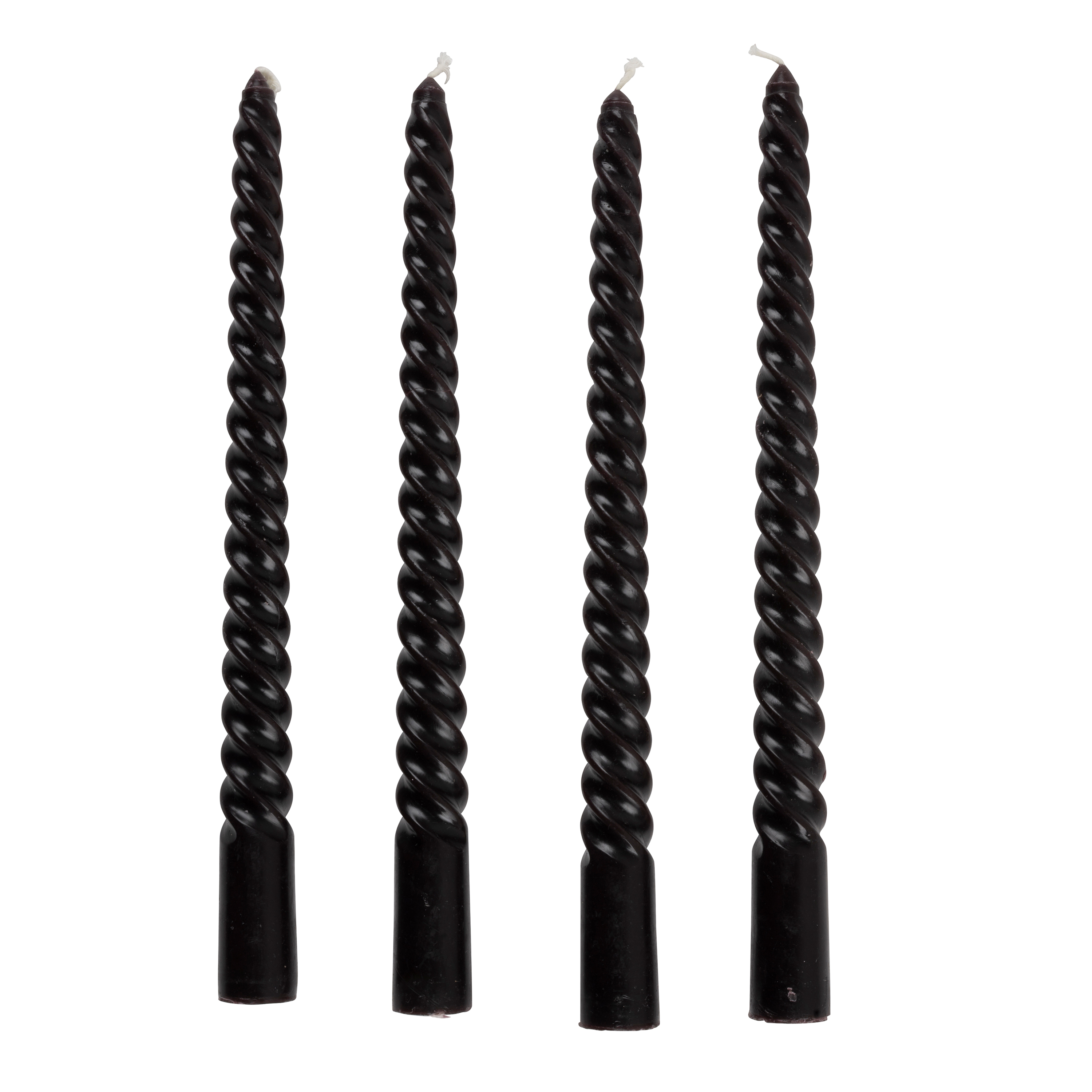 Stabkerze gedreht 25 cm 4er Set schwarz