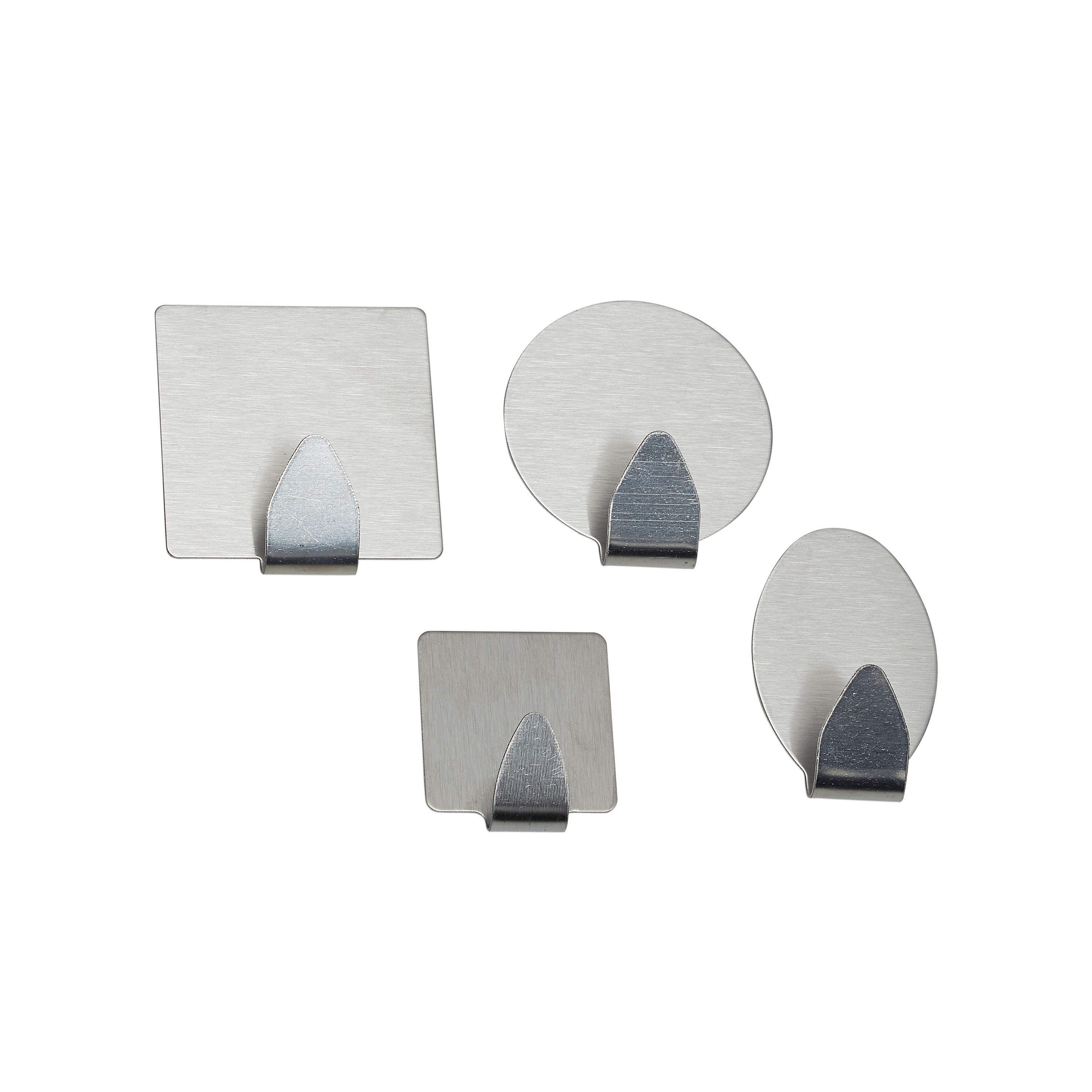 Haken Edelstahl selbstklebend 4er Set silber