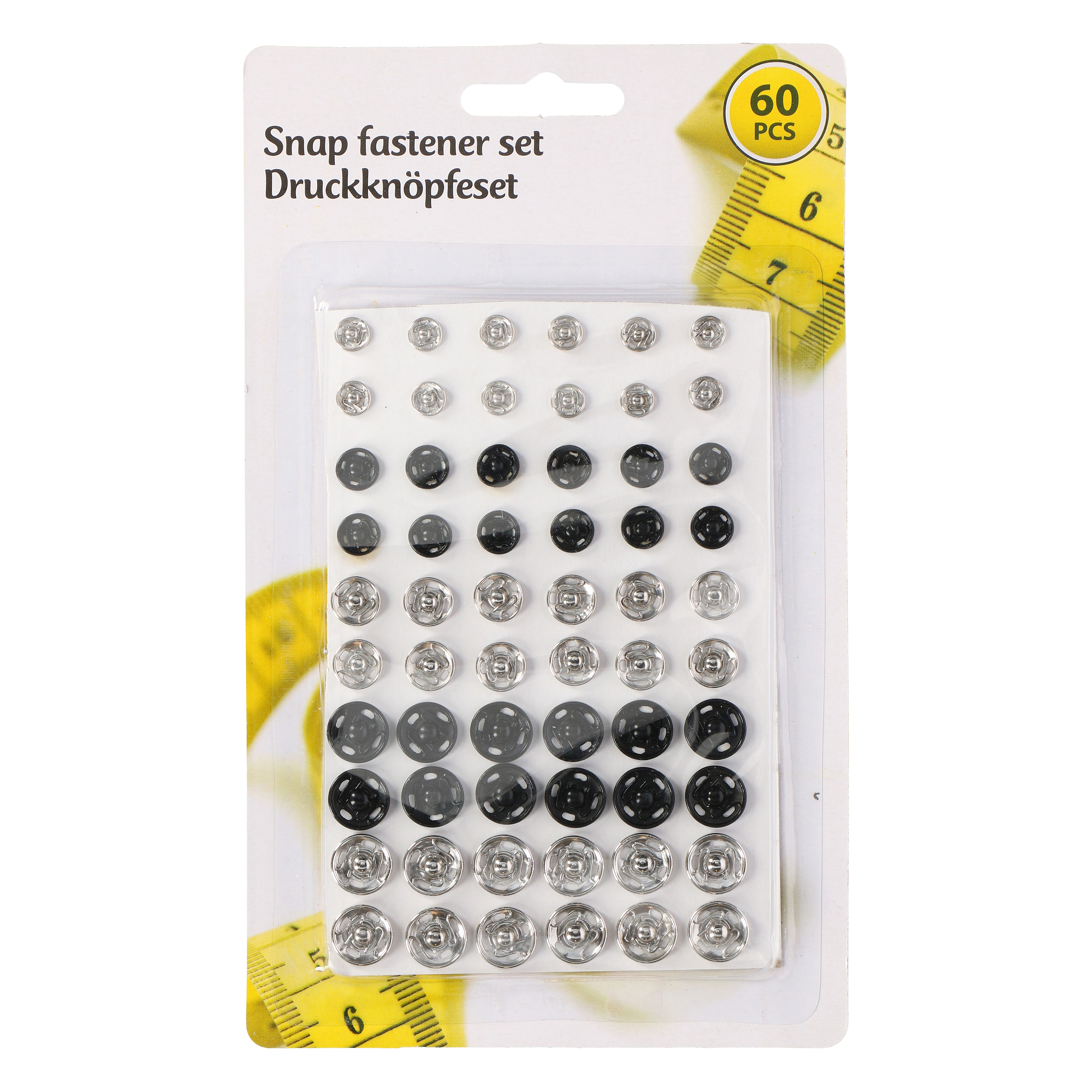 Druckknöpfe Set 60-teilig schwarz/silber