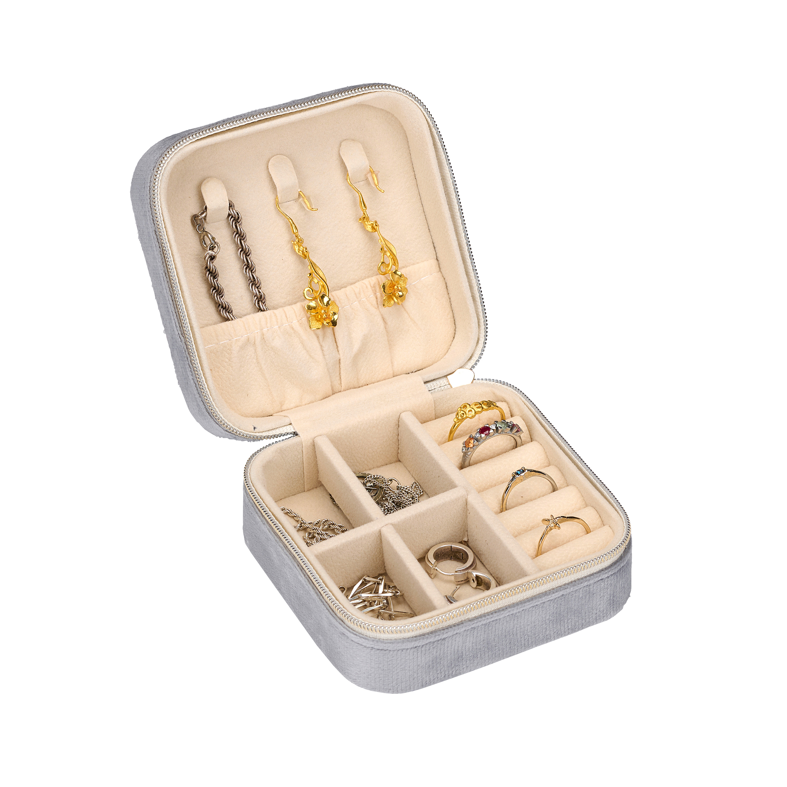 Reiseetui Samt für Schmuck 10 x 10 cm