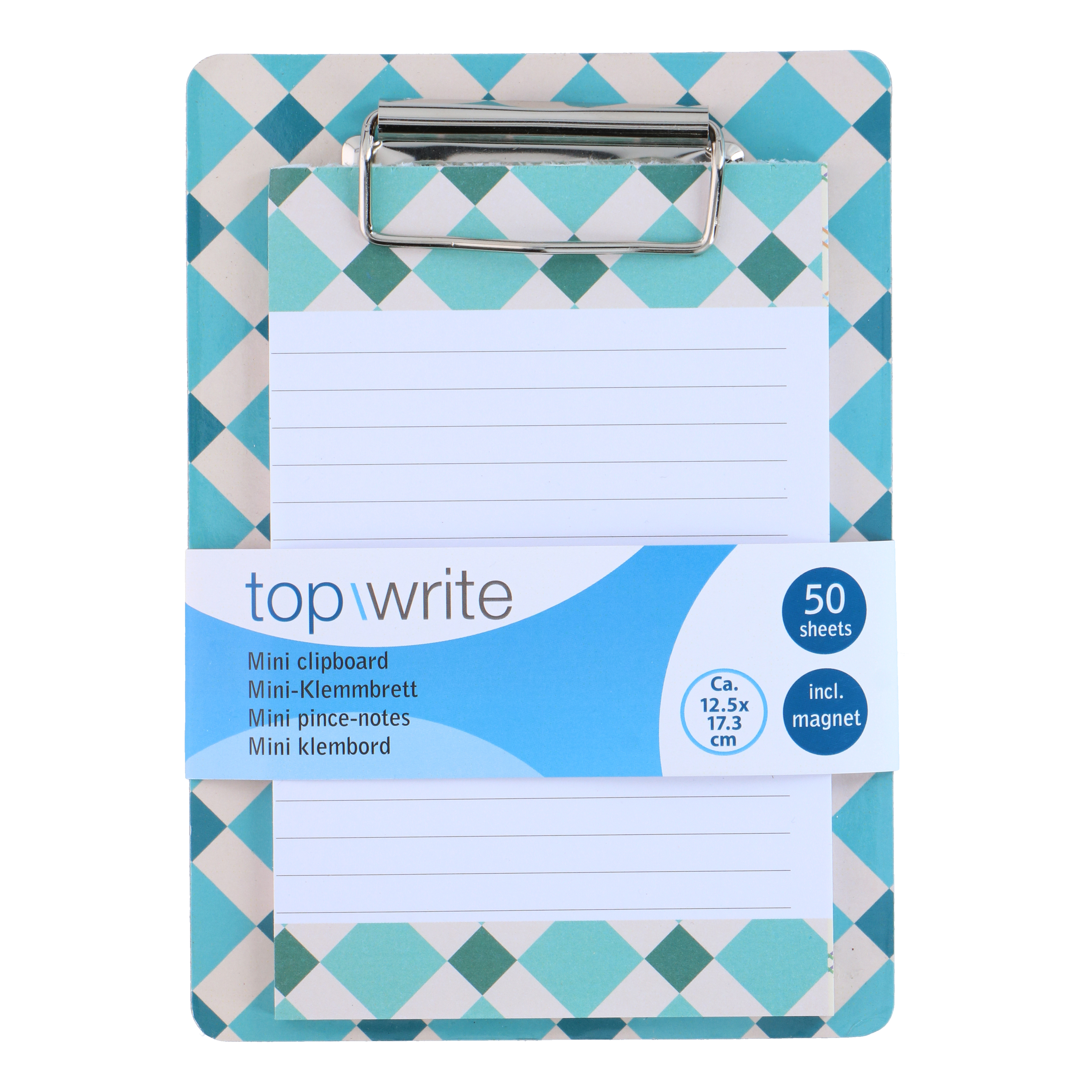 Klemmbrett mit 50 Papierbögen 13 x 17 cm