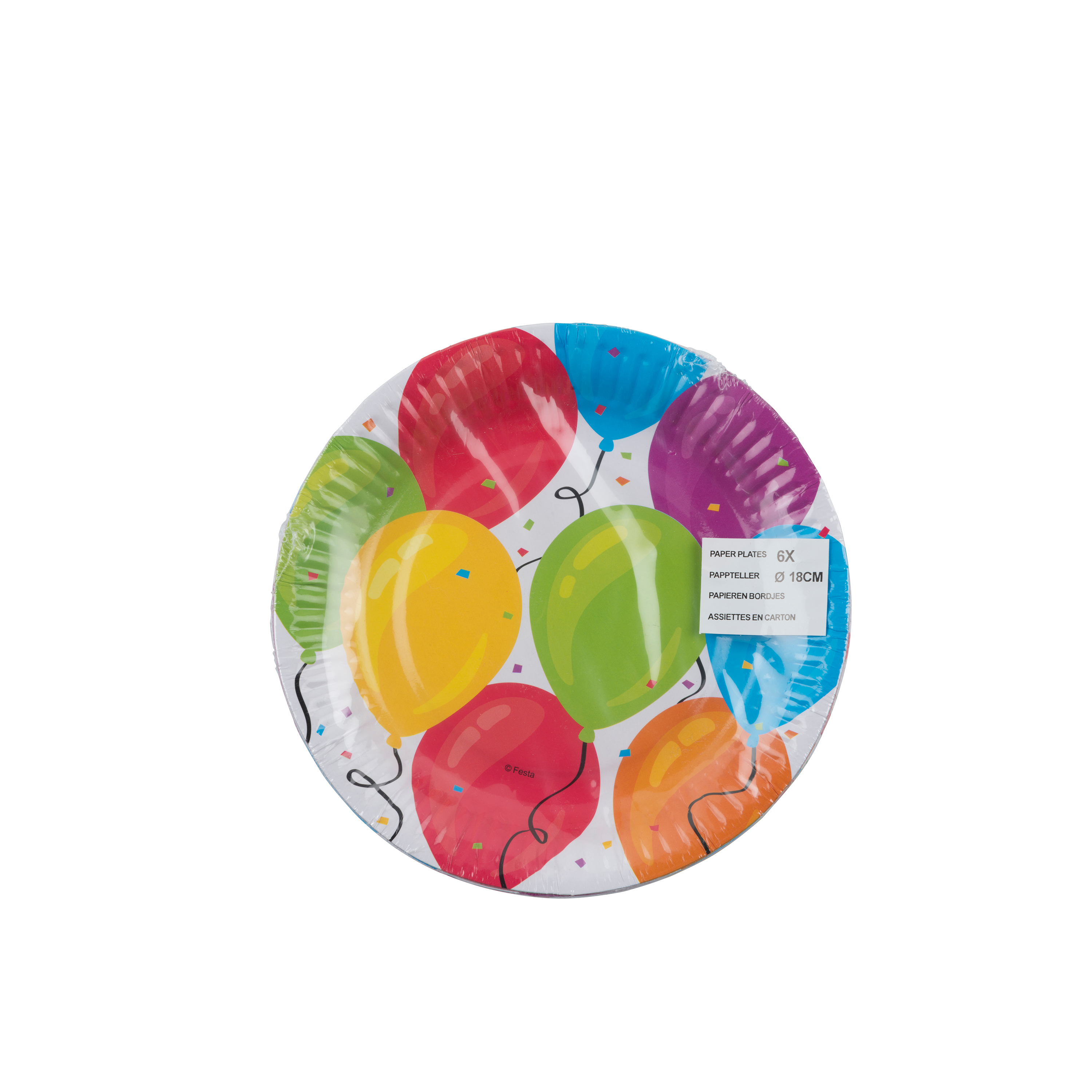 Pappteller Ballon rund 18 cm 6er Set bunt