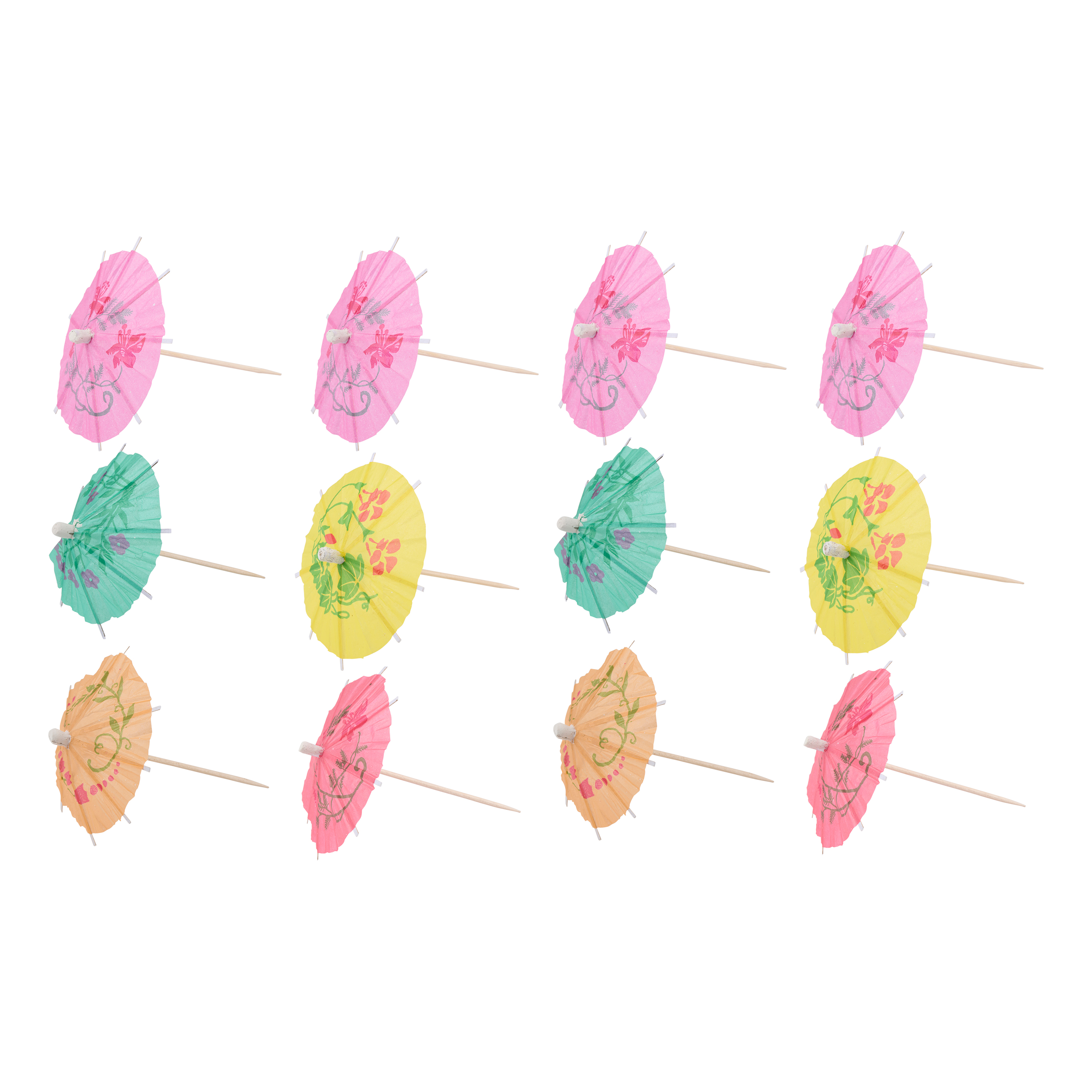 Cocktail-Schirmchen Set Bambus 12-teilig bunt