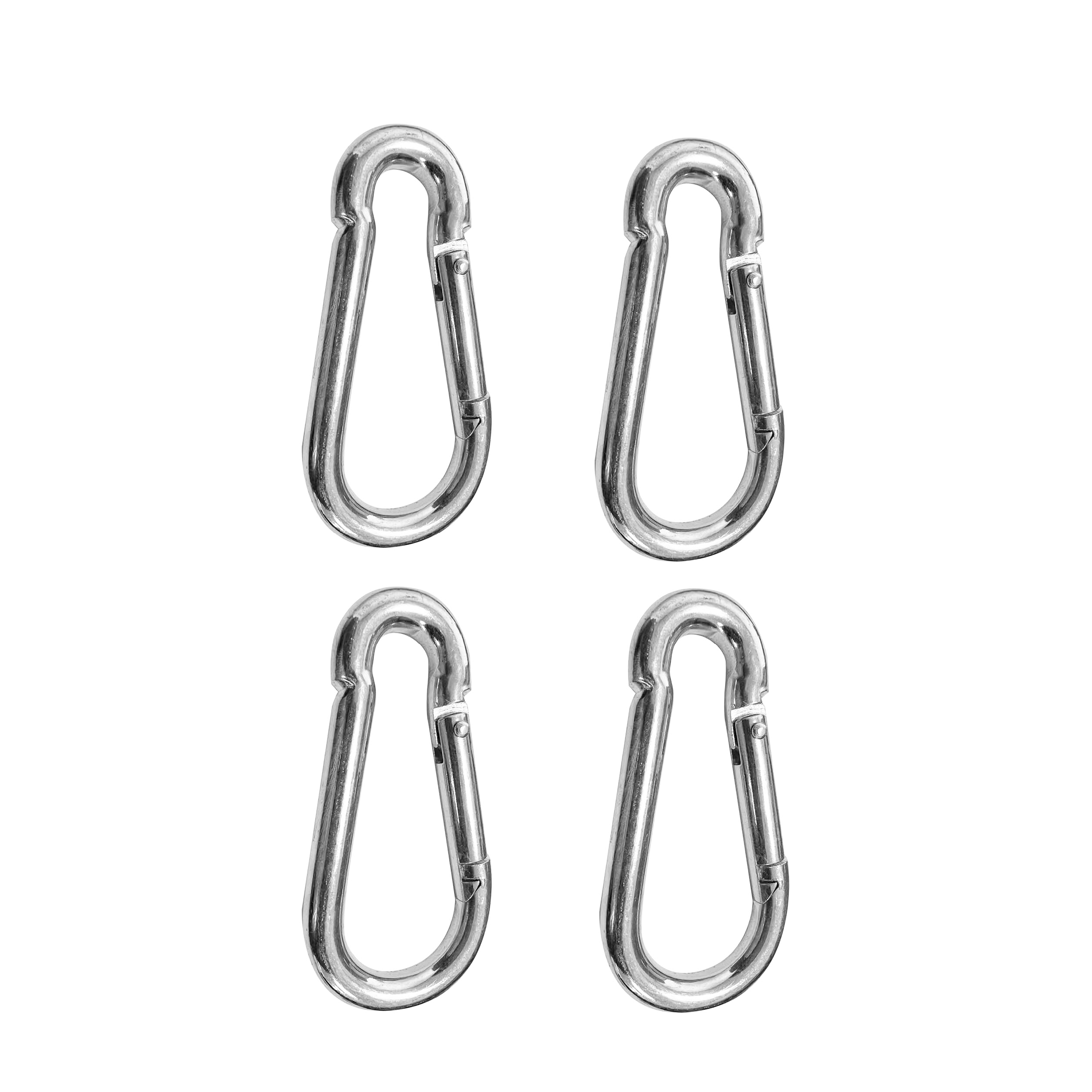 Karabiner Stahl 10 cm 4er Set silber