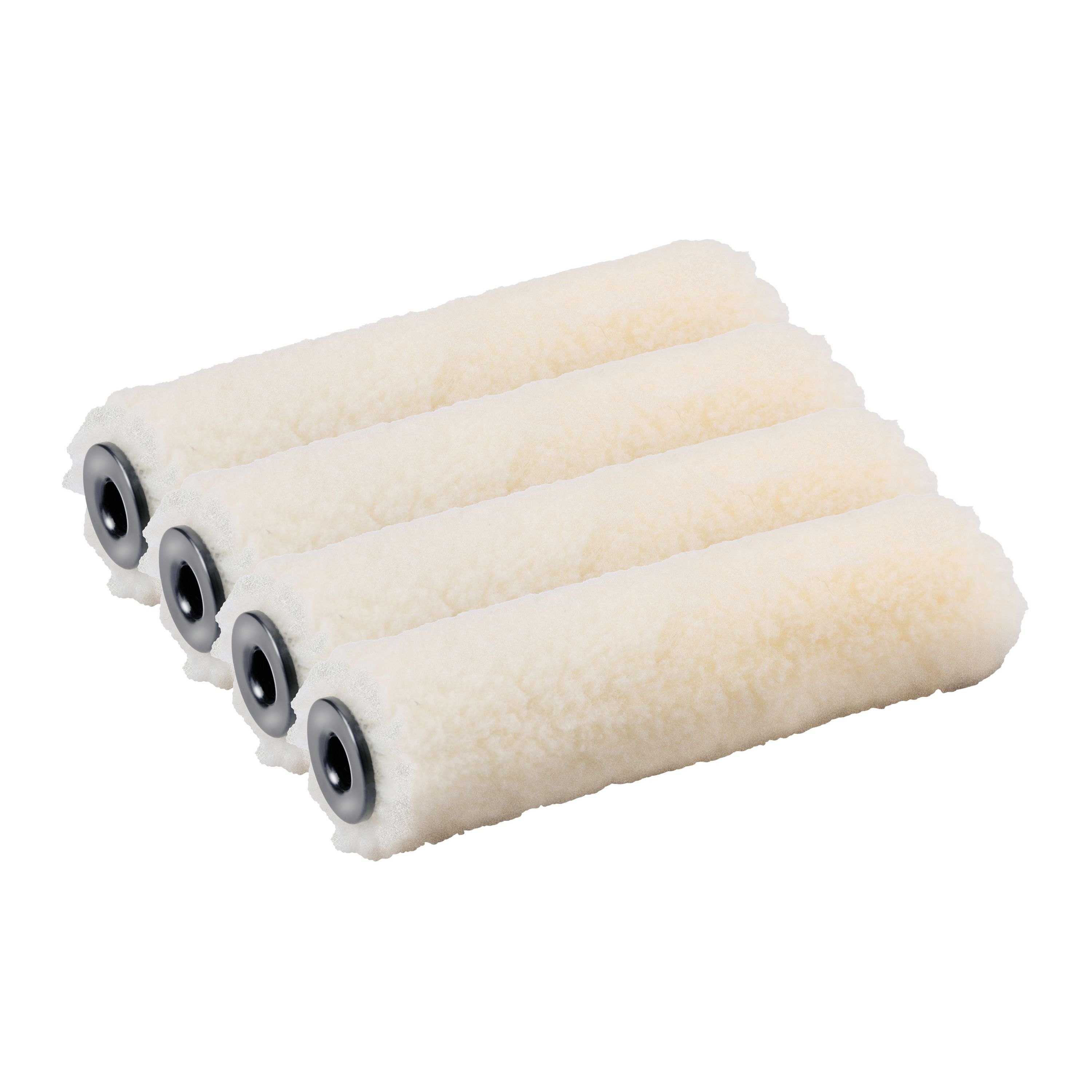 Farbroller Wolle 10 cm 4er Set weiss