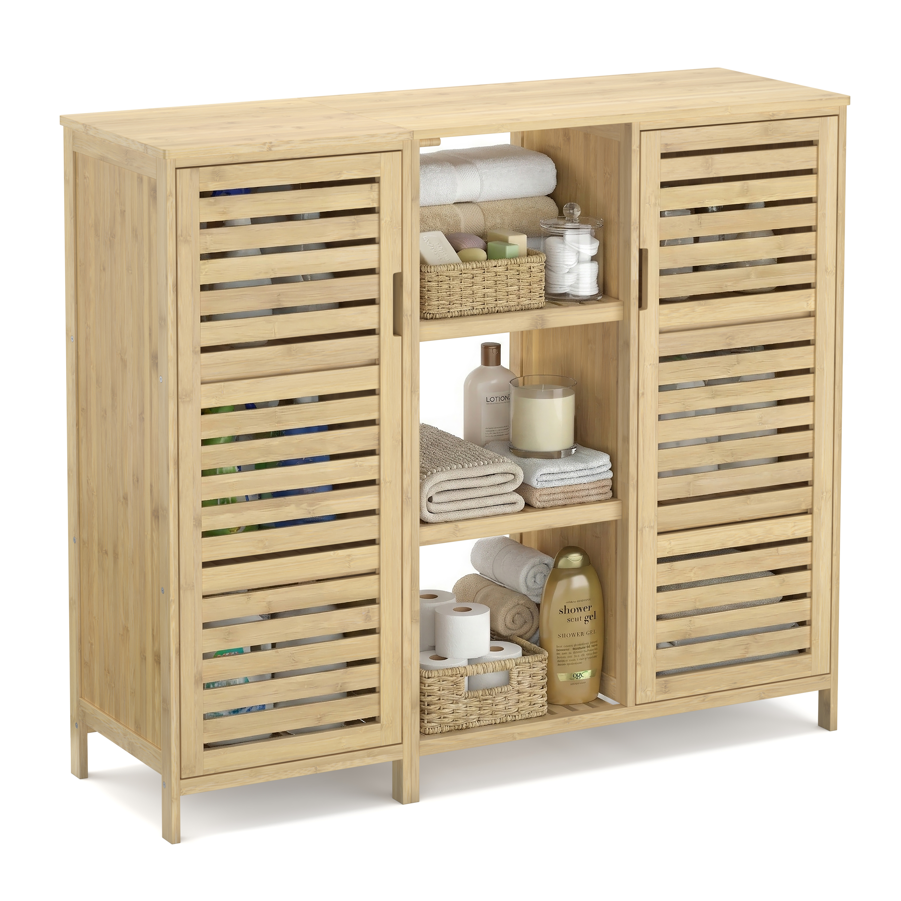 Badezimmerschrank Bambus SANOVA 100 x 33 x 87 cm natur