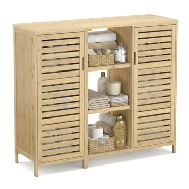 Badezimmerschrank Bambus SANOVA 100 x 33 x 87 cm natur | GONSER.CH