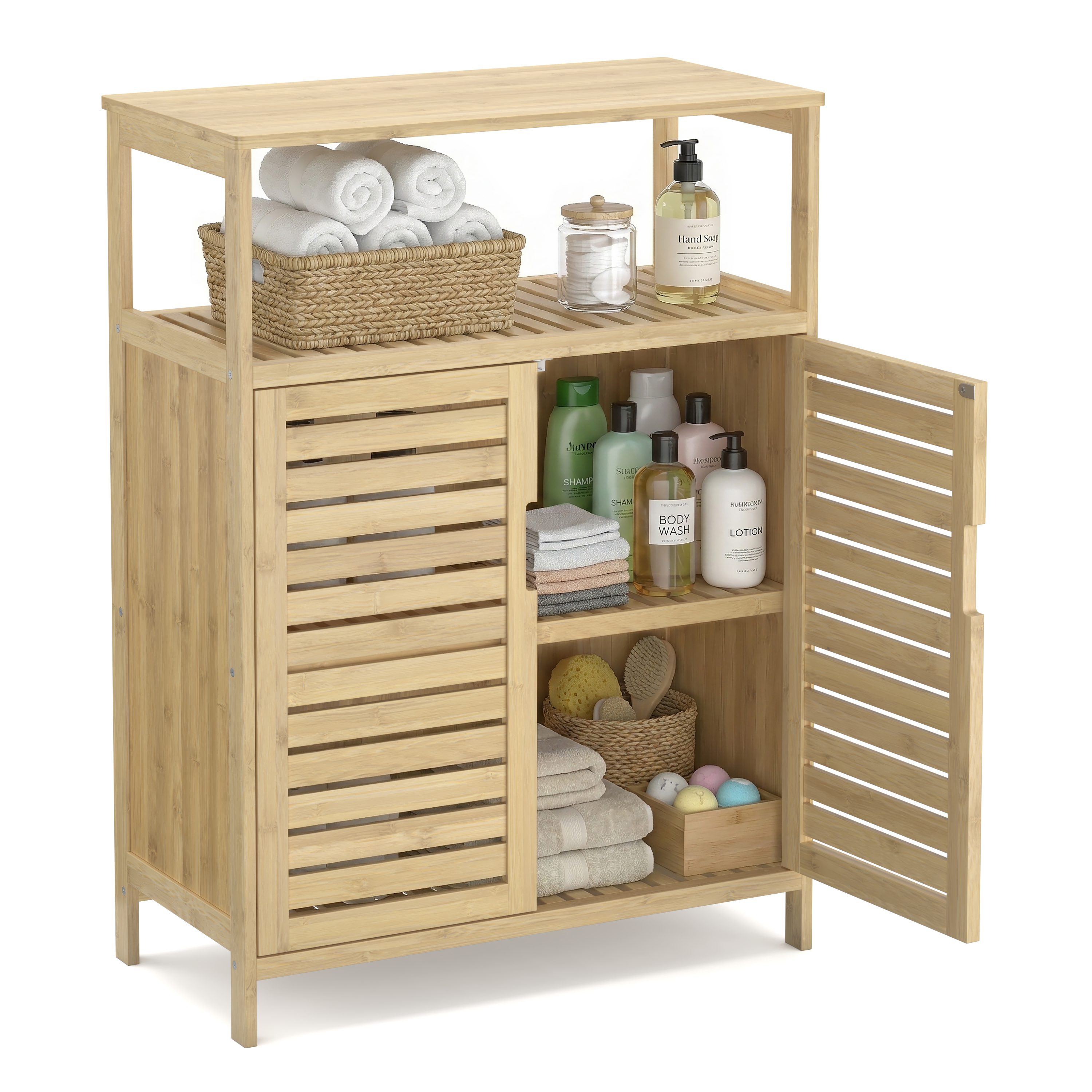 Badezimmerschrank Bambus SANOVA 60 x 30 x 81 cm natur | GONSER.CH