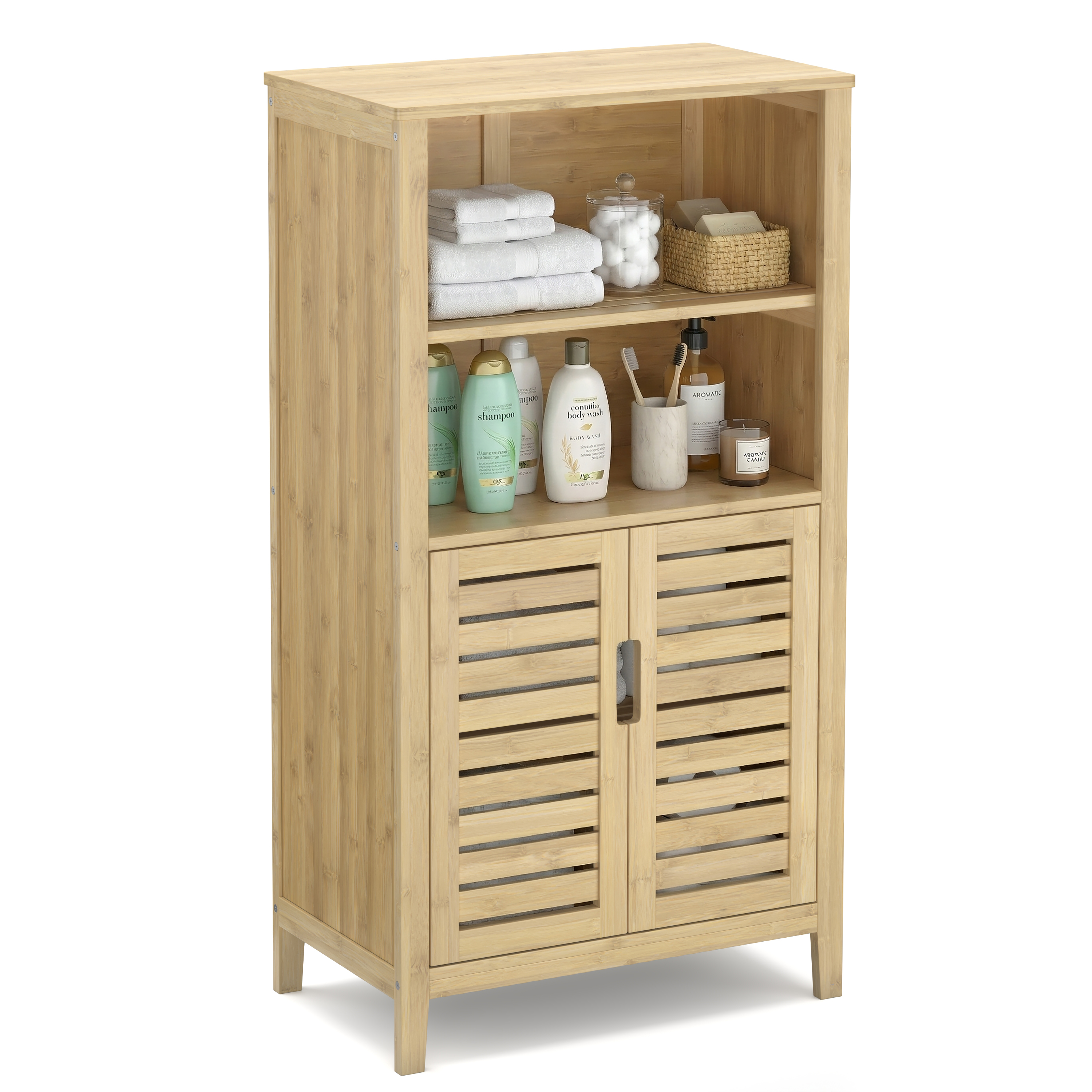 Badezimmerschrank Bambus SANOVA 50 x 29 x 92 cm natur