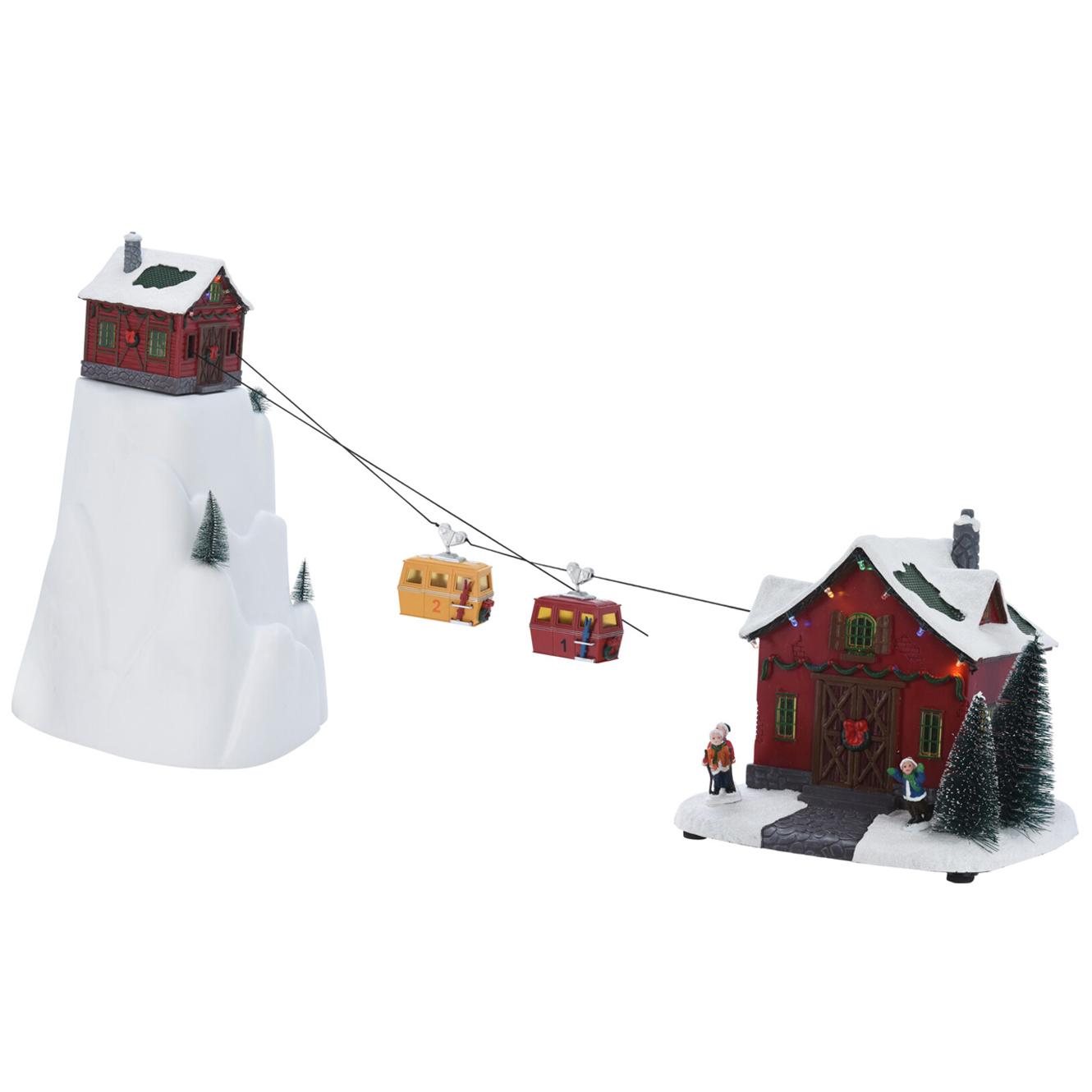 LED Weihnachtsdeko Winterszene Kabelbahn 53 x 33 cm