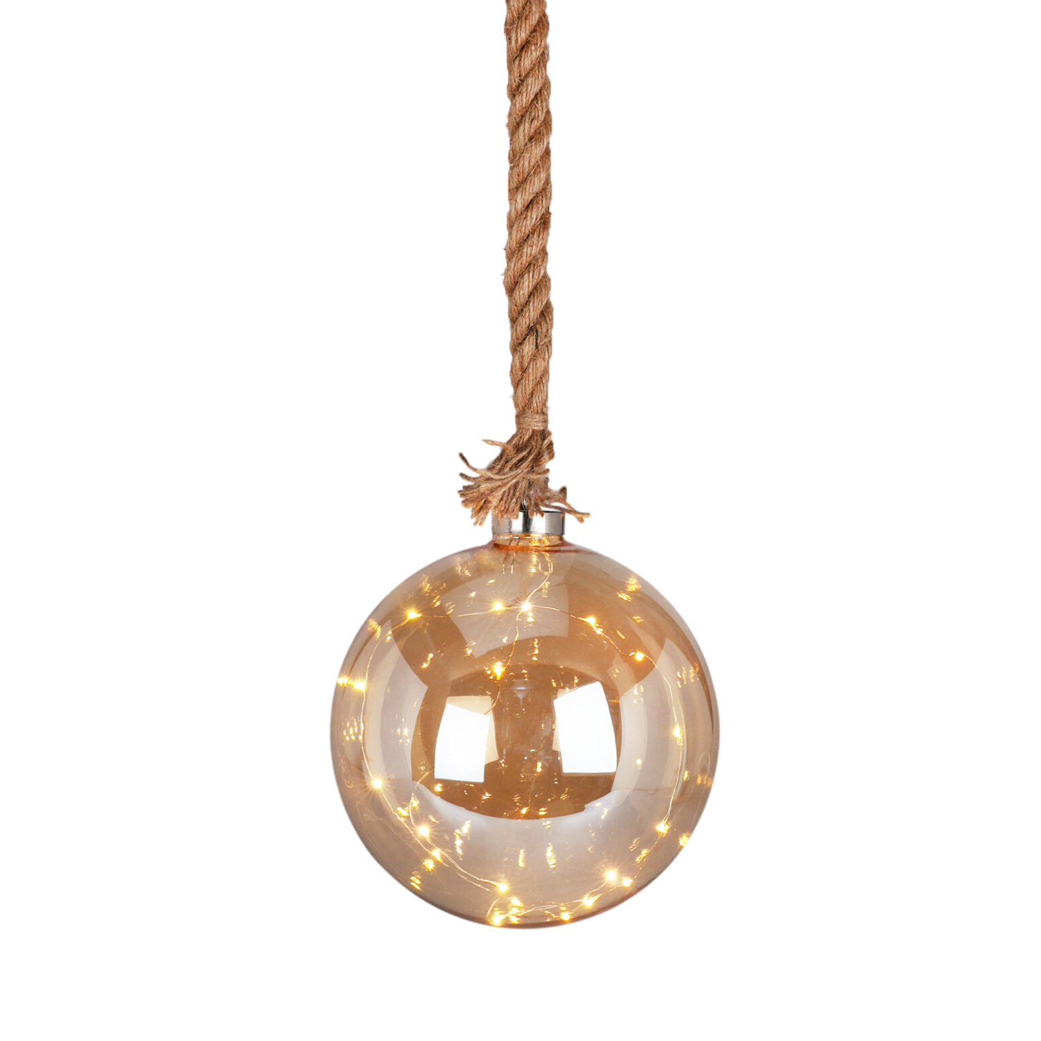 Weihnachtskugel Glas LED 20 cm braun