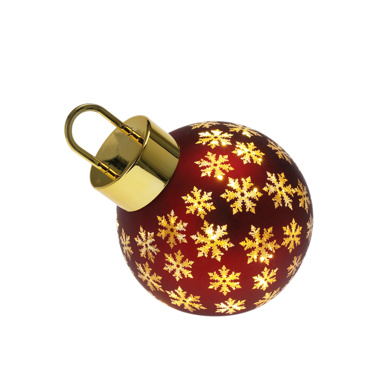 LED Weihnachtskugel Glas 20 cm rot/gold