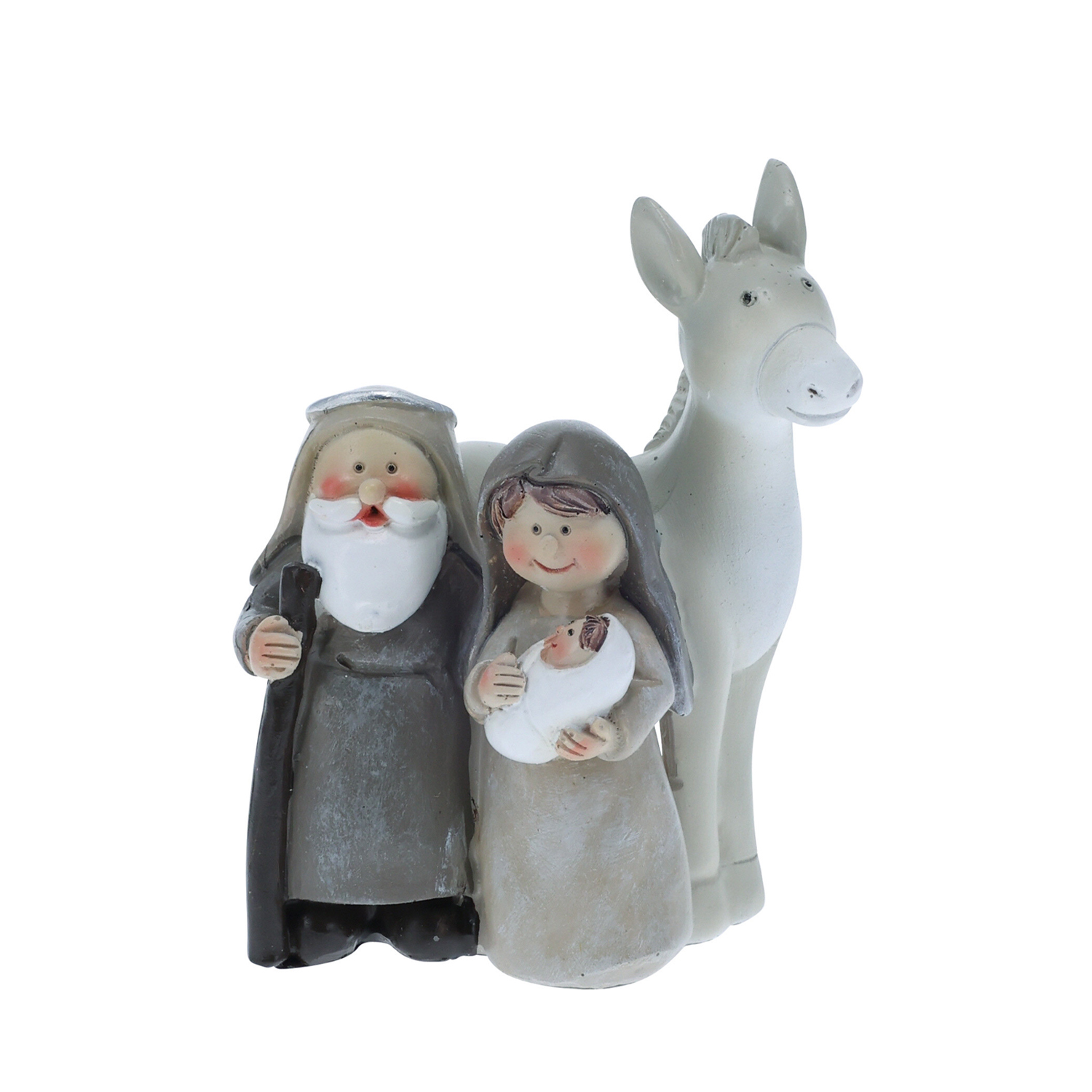 Weihnachtsdeko Krippenszene grau/weiss