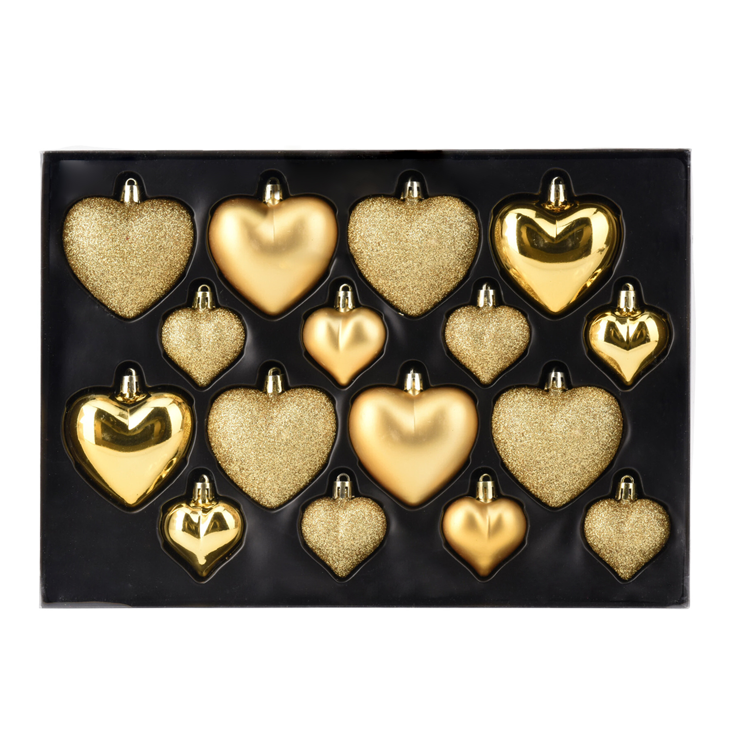 Weihnachtskugel Set Herz 16-teilig gold