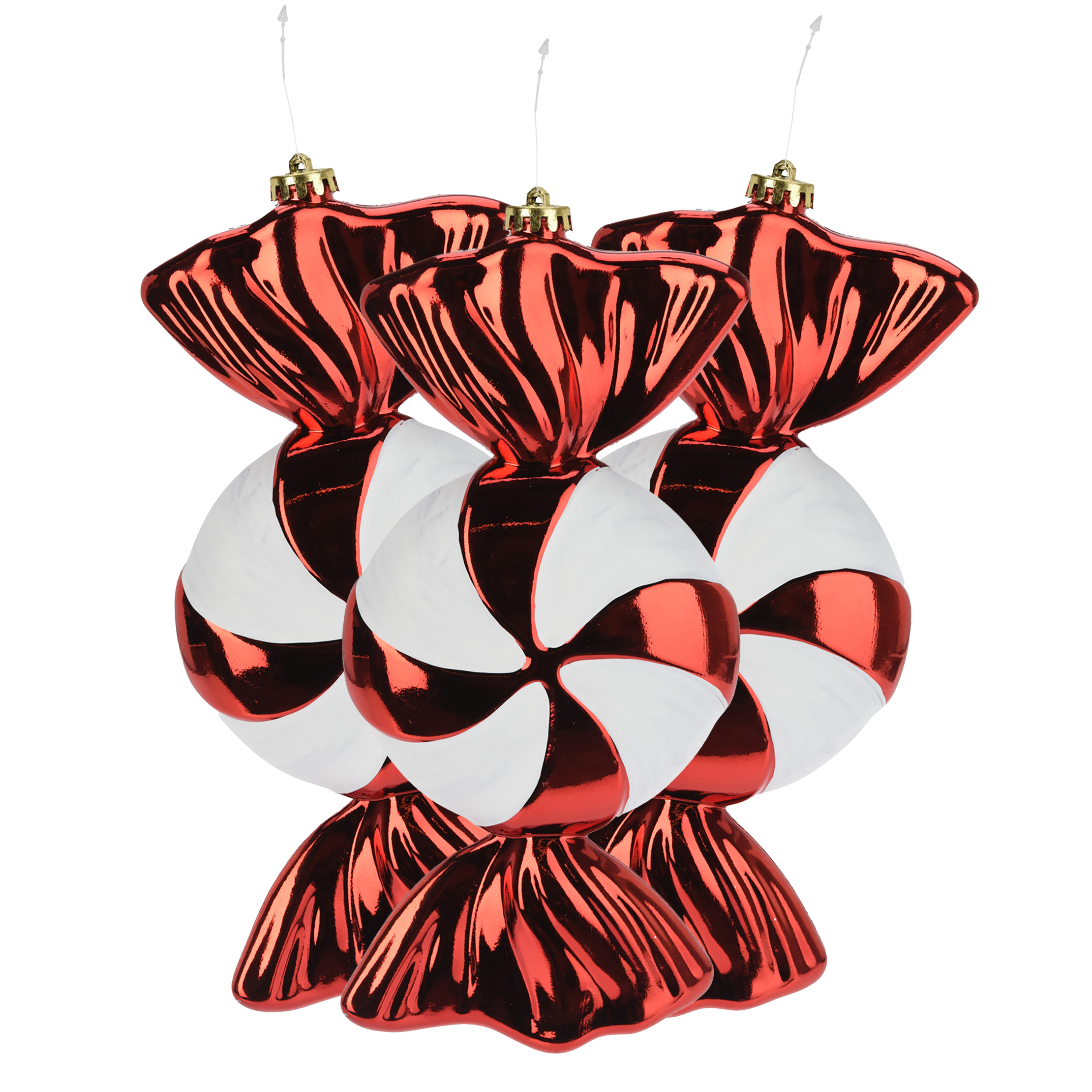 Weihnachtskugel Bonbon 31 cm rot/weiss