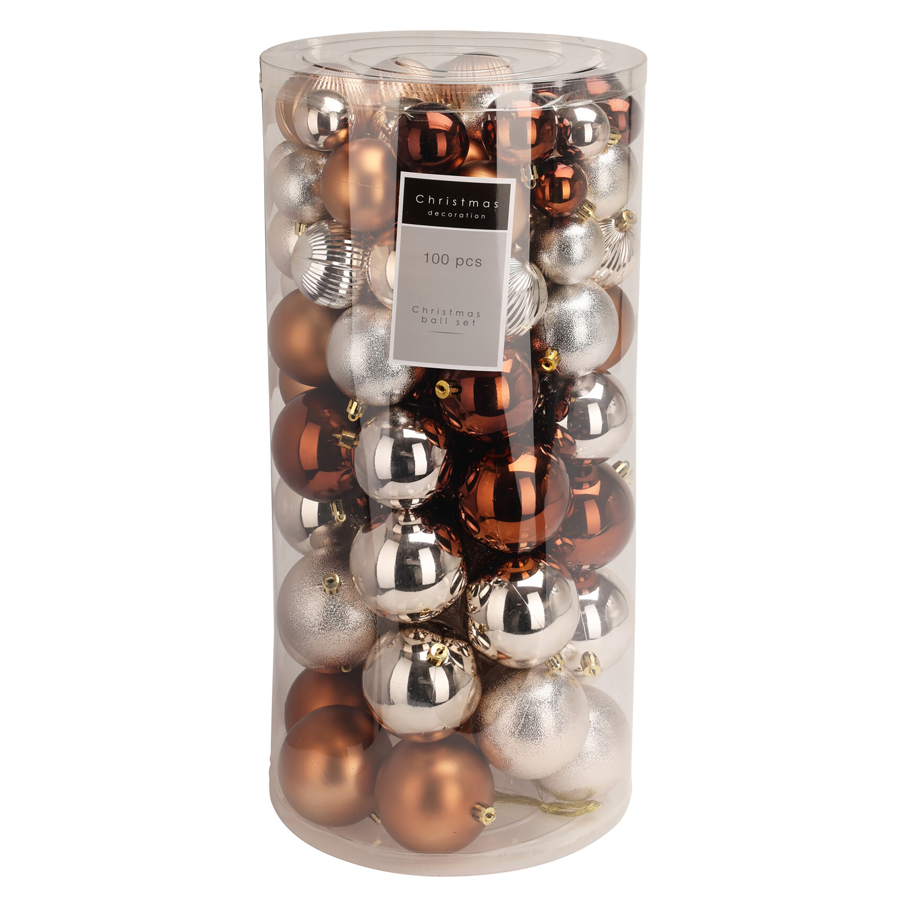 Weihnachtskugel Set 100-teilig braun/gold