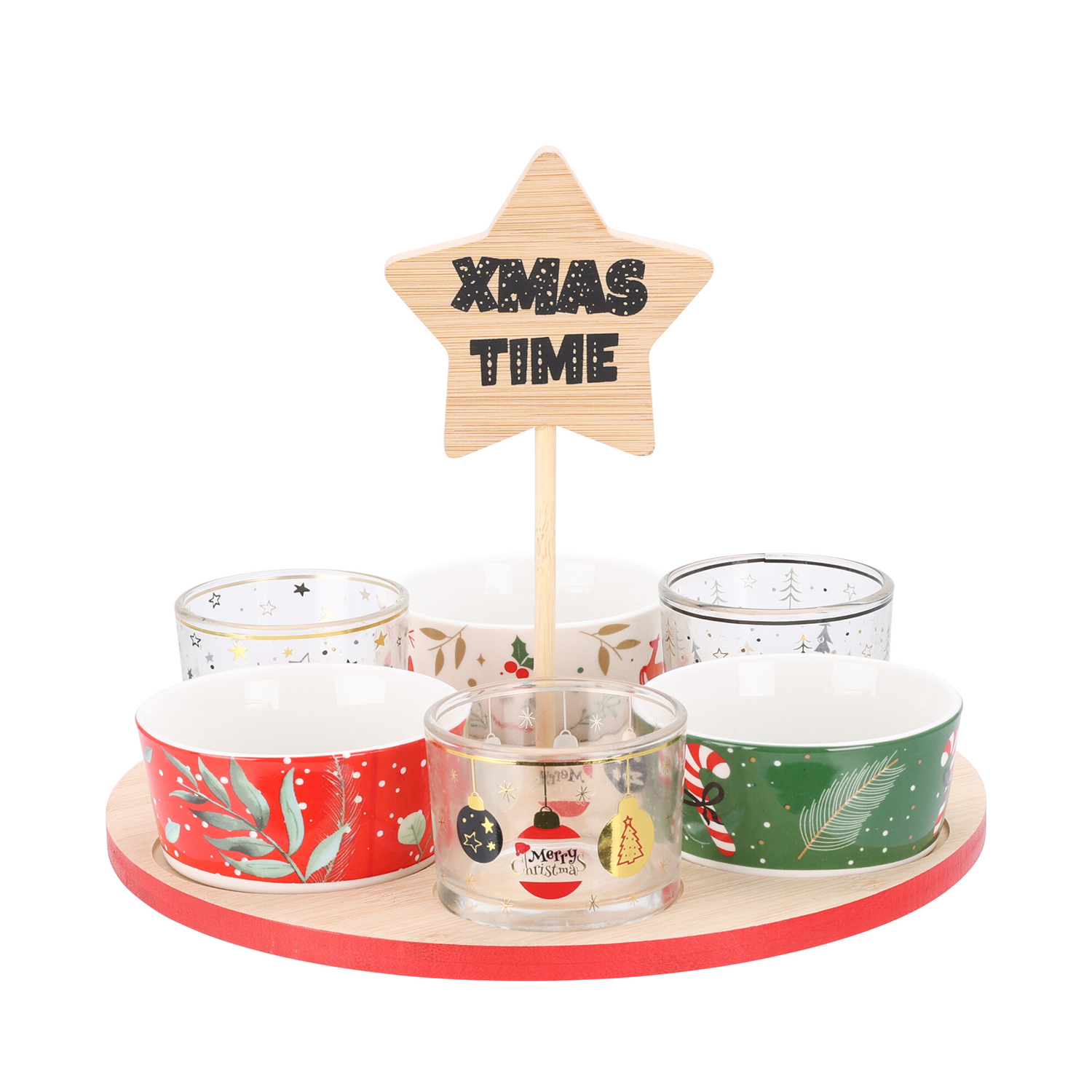 Apéroschale Servierset Weihnachtsdeko 7-teilig