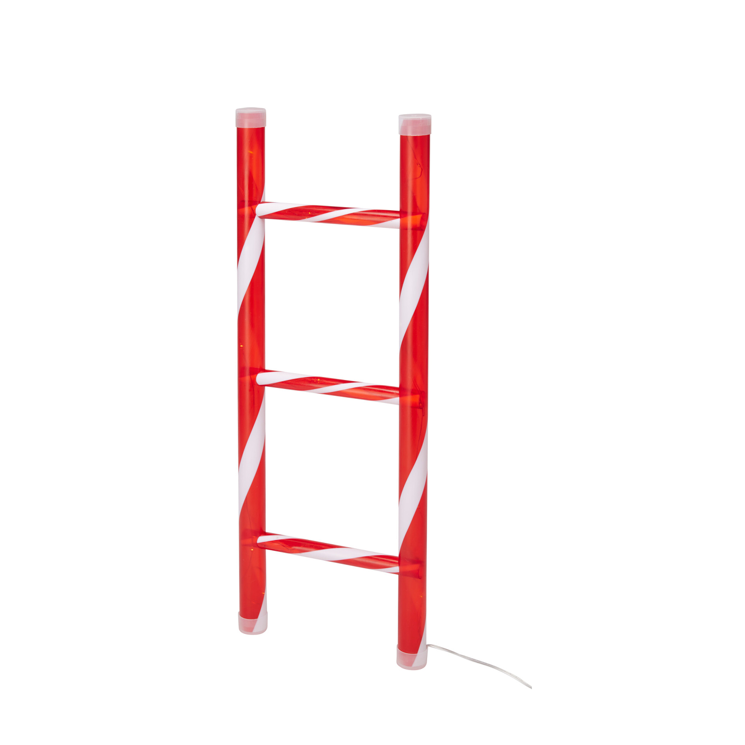 LED Weihnachtsdeko Leiter 50 cm rot/weiss