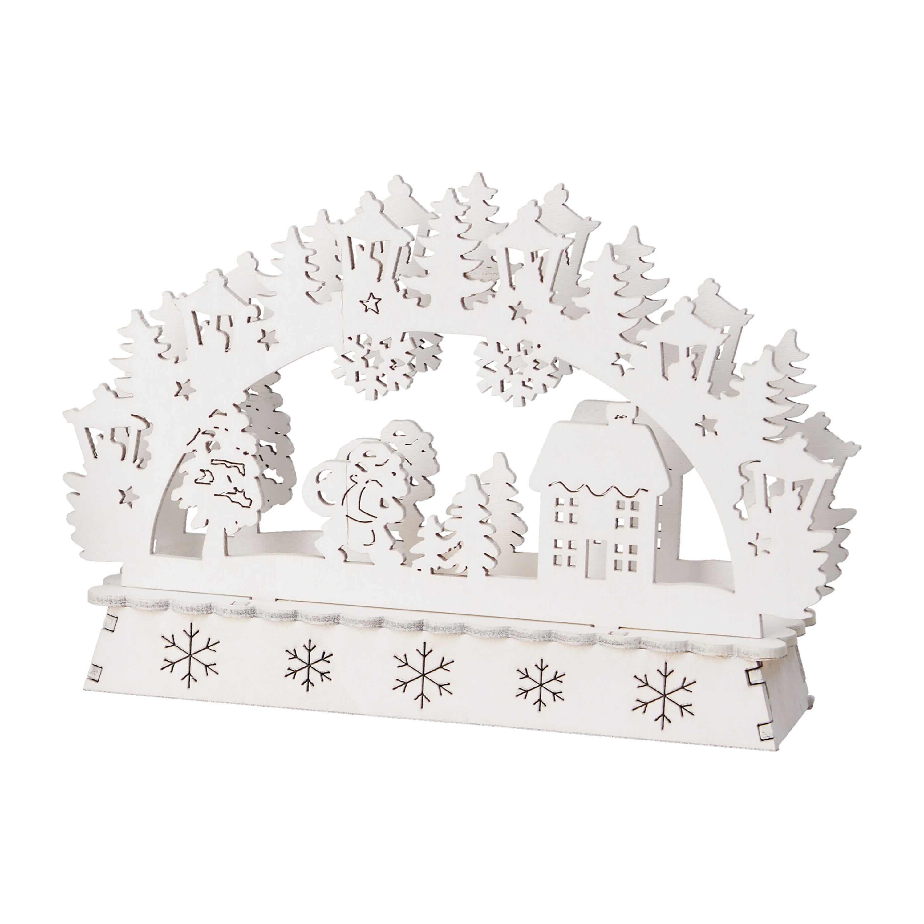 LED Weihnachtsdeko Holz Santa 15 x 10 cm weiss