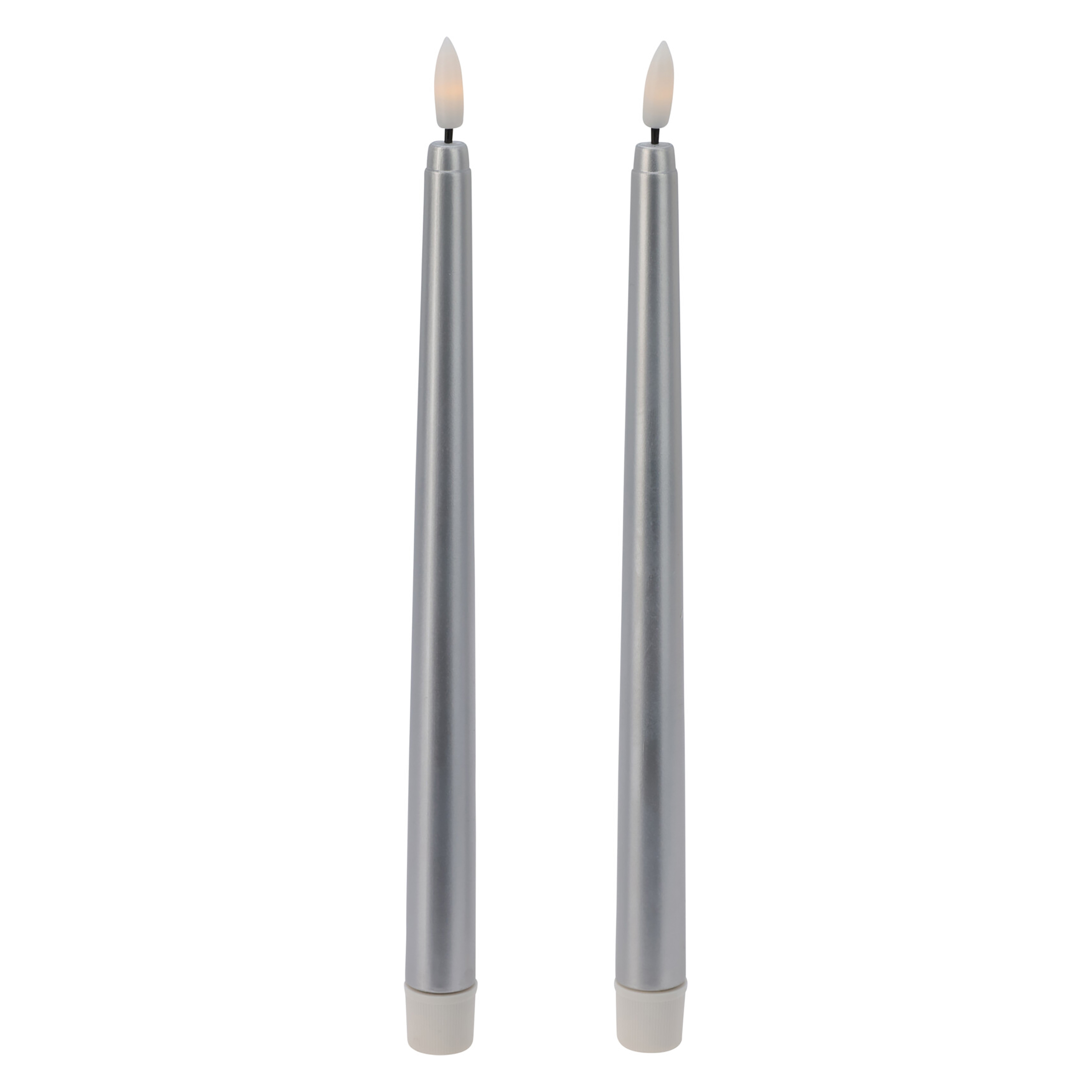 LED Tischkerze 27 cm 2er Set silber