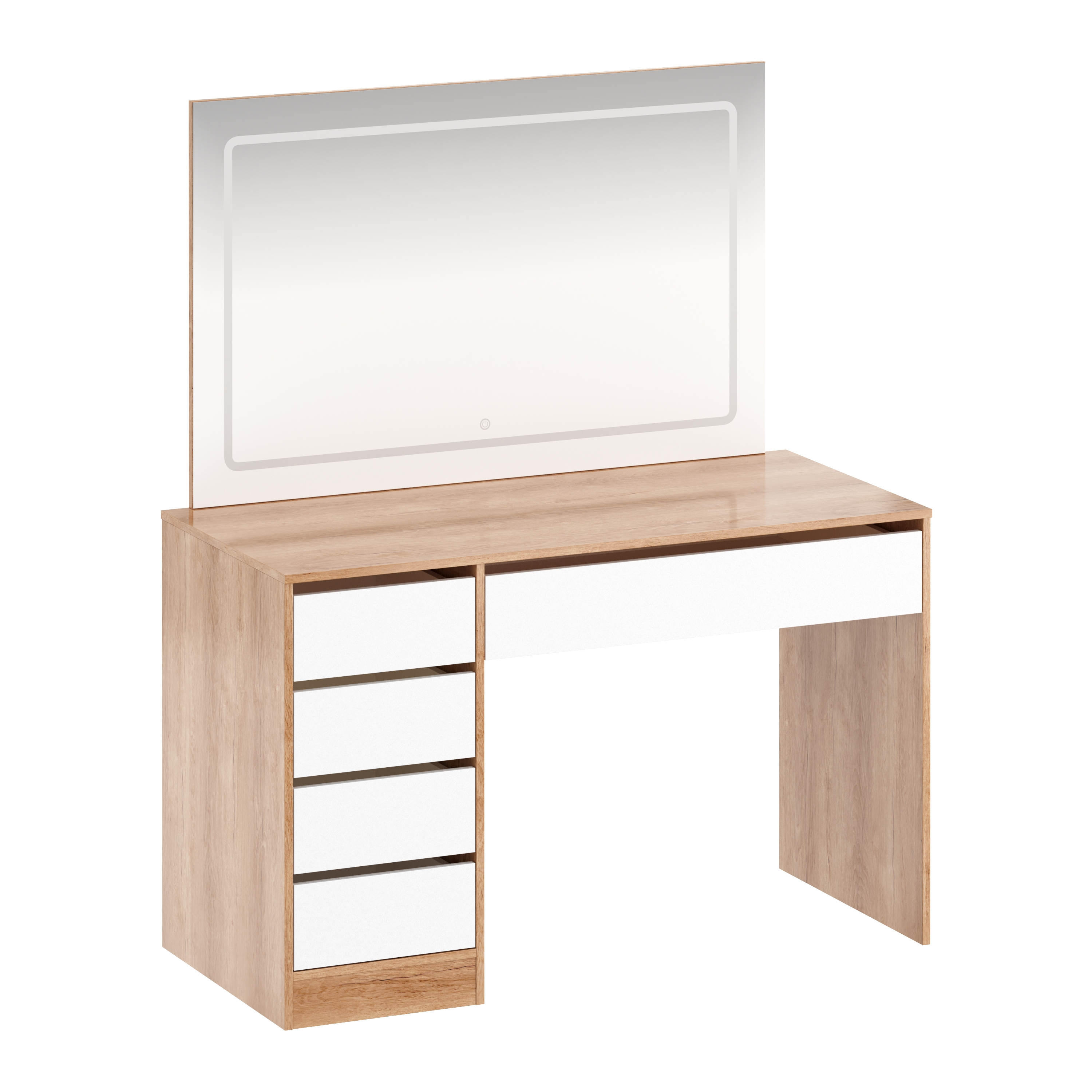 Schminktisch mit Licht KAIA braun/weiss