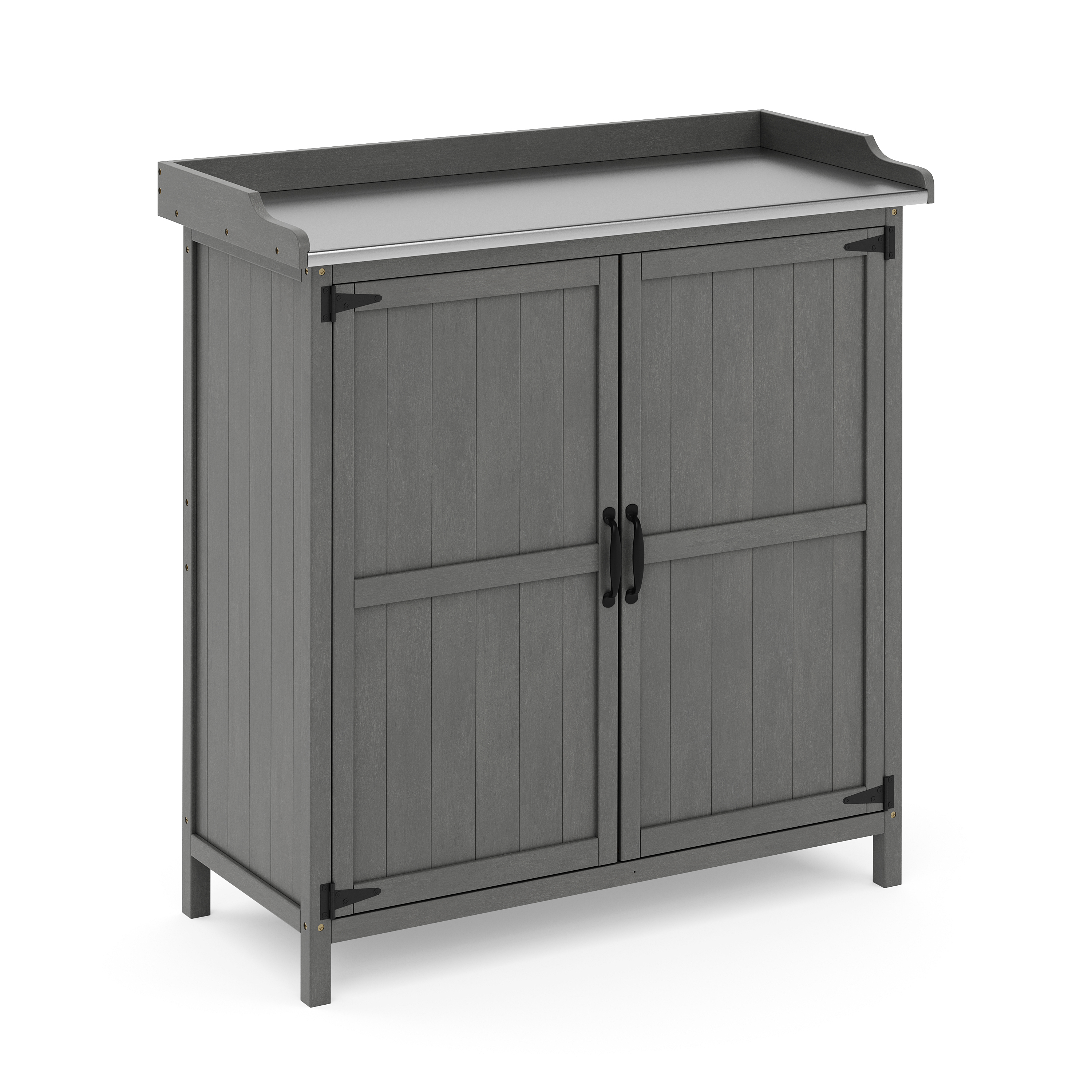 Image of Pflanztisch mit Unterschrank Holz 92 x 96 cm grau