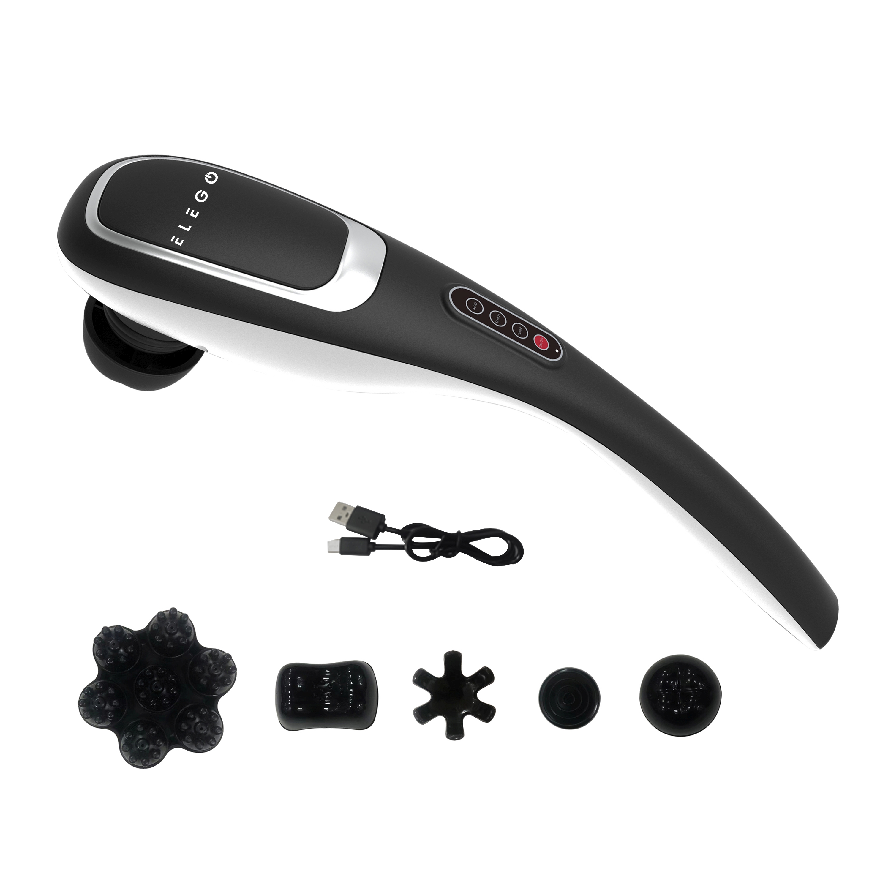 Image of Massagegerät mit Akku 5 Aufsätze schwarz/weiss