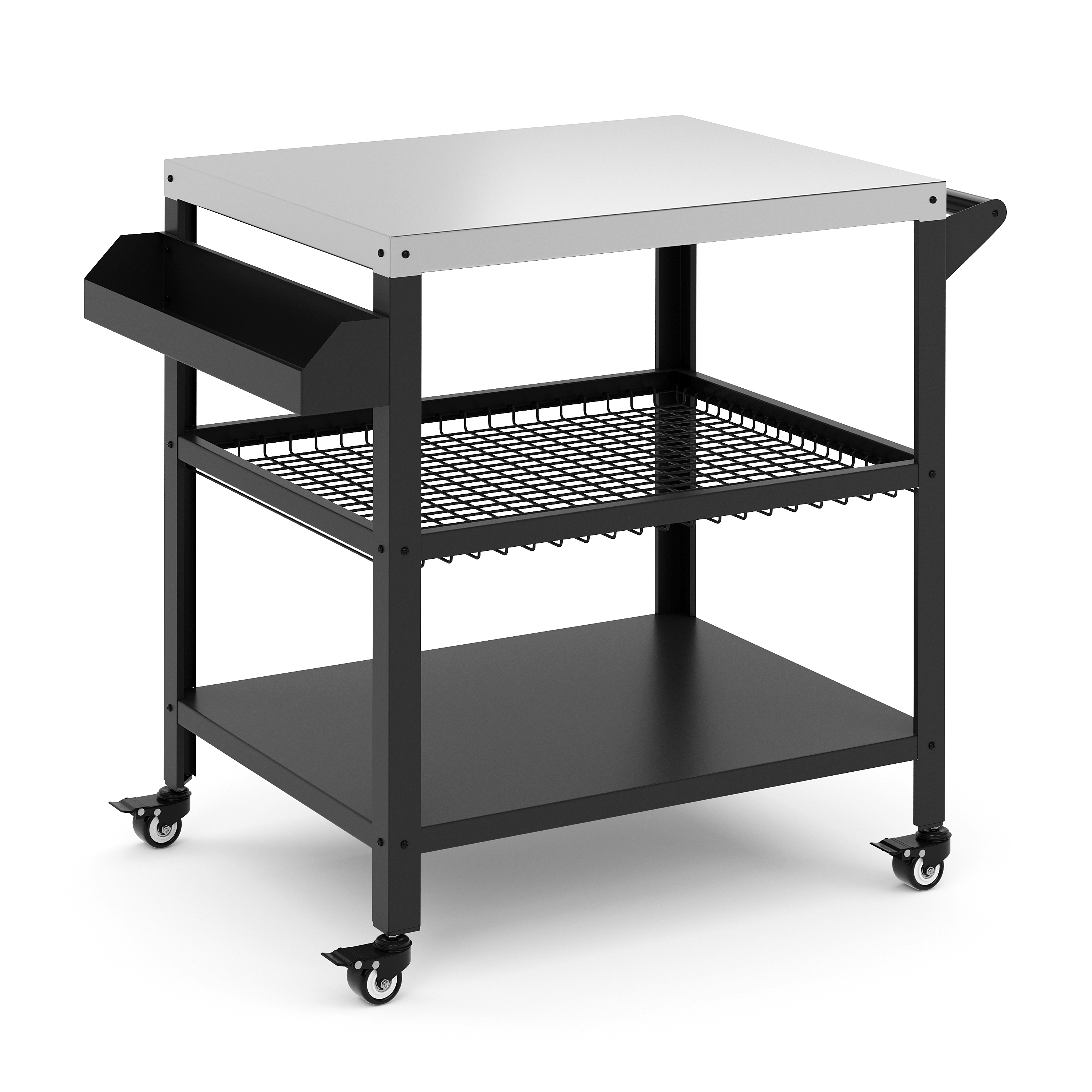 Image of Grill Beistelltisch auf Rollen 99 x 62 x 87 cm schwarz/silber