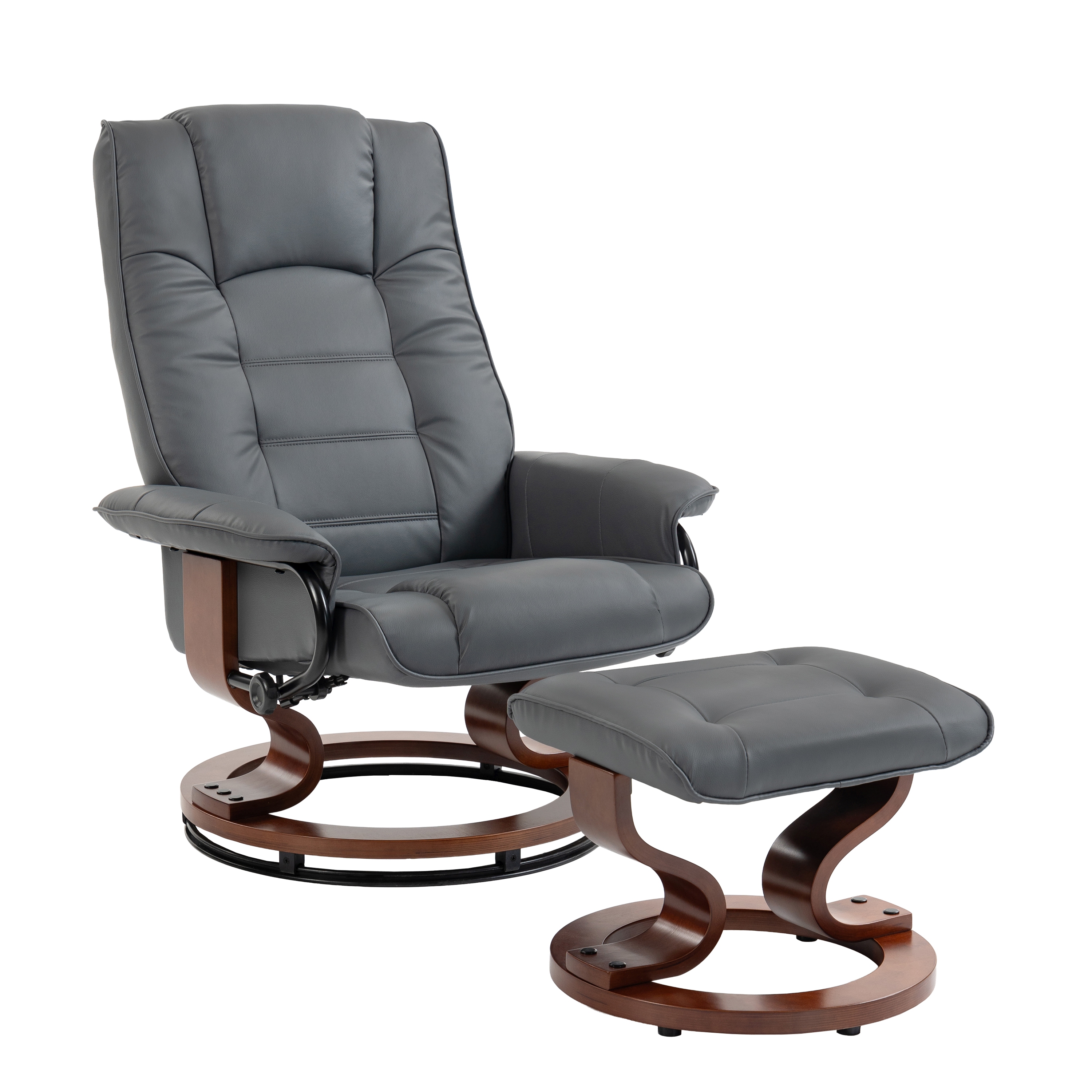 Image of Relaxsessel Leder VITALII mit Hocker anthrazit