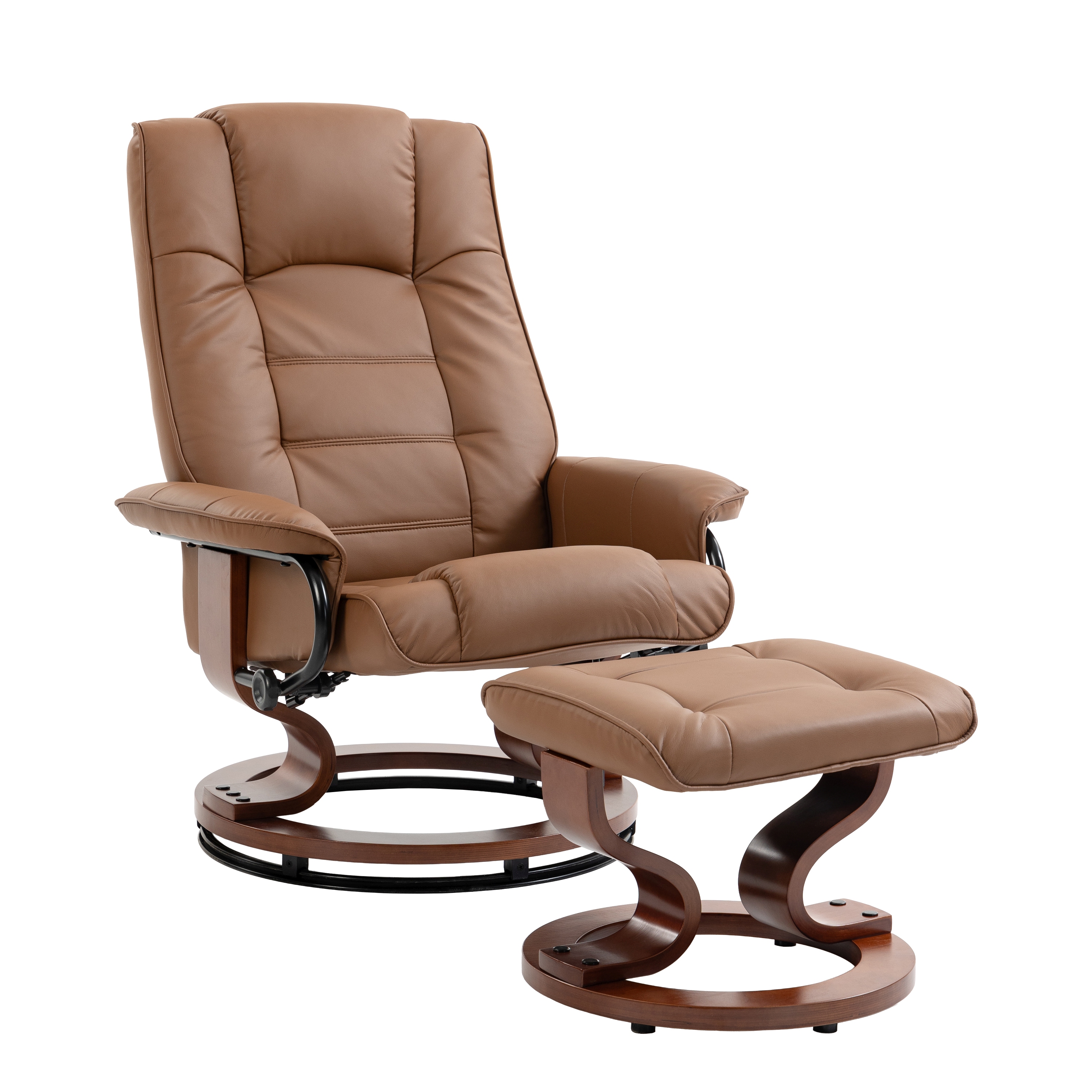 Relaxsessel Leder VITALII mit Hocker braun