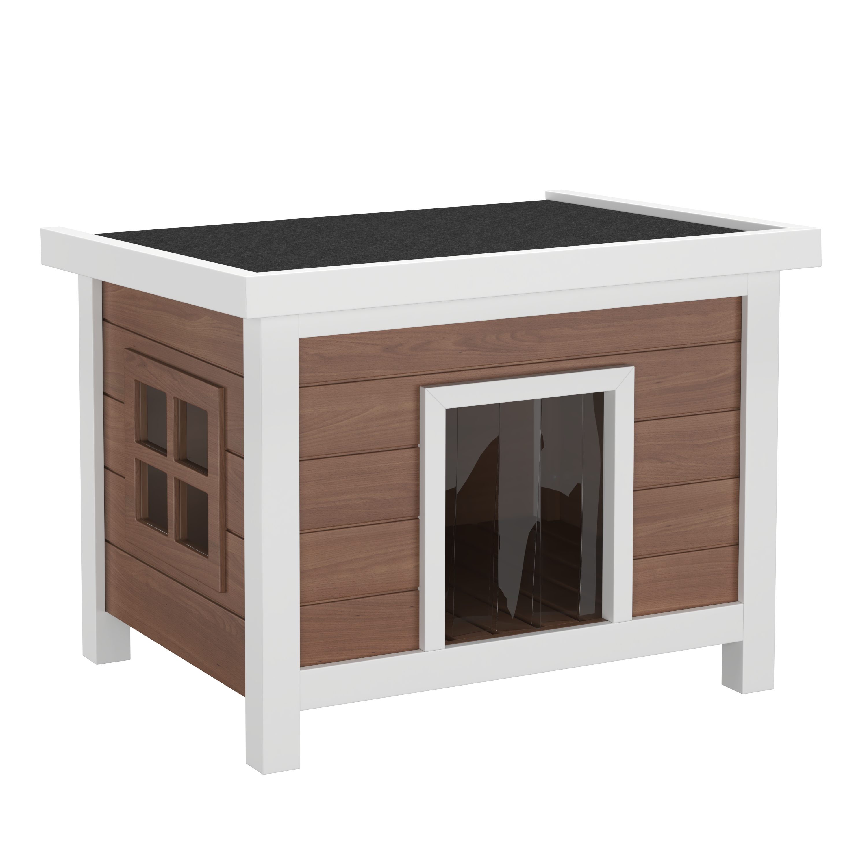 Image of Katzenhaus Outdoor Holz 57 x 45 x 43 cm natur/weiss