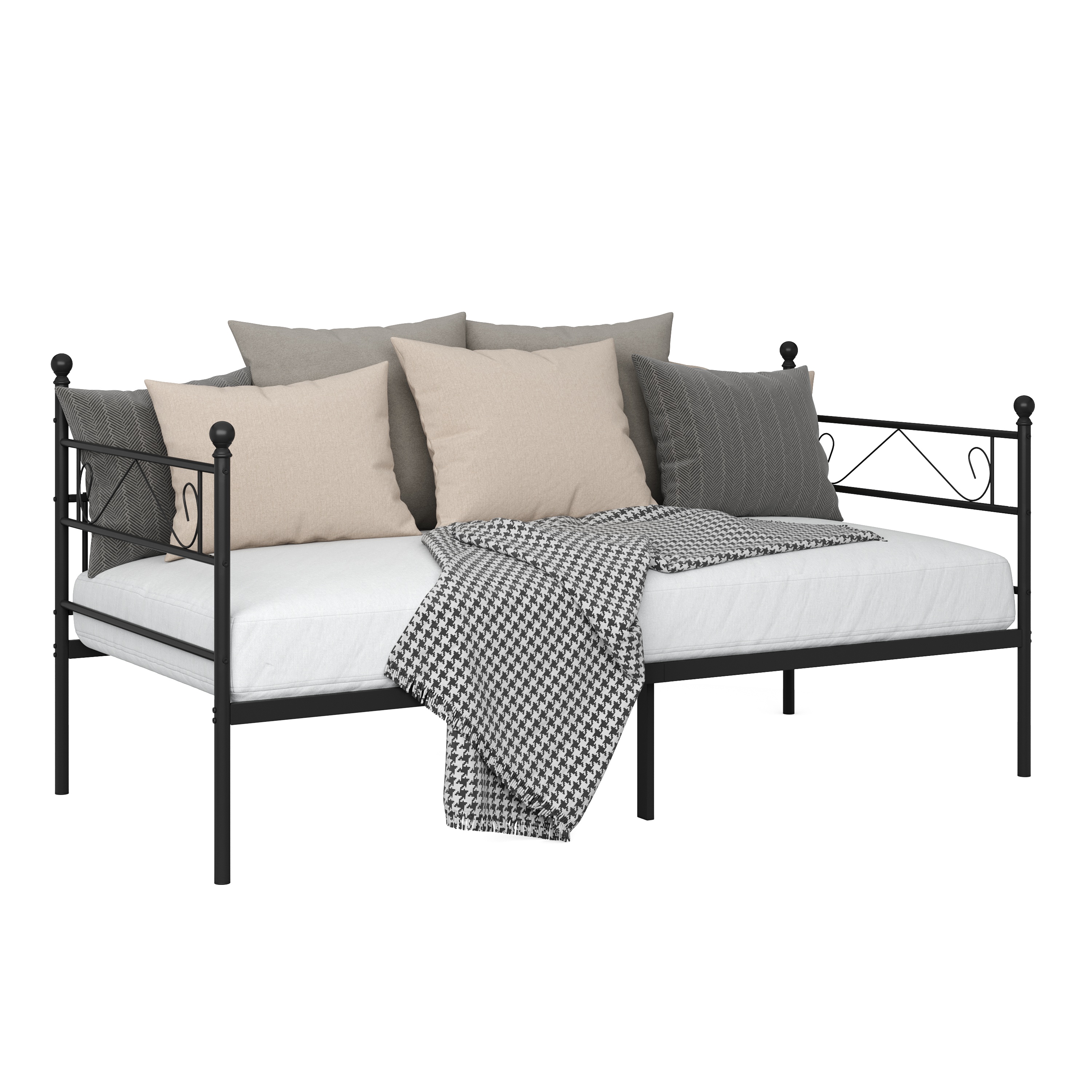 Image of Tagesbett Schlafsofa Metall ISALINE 90 x 190 cm schwarz