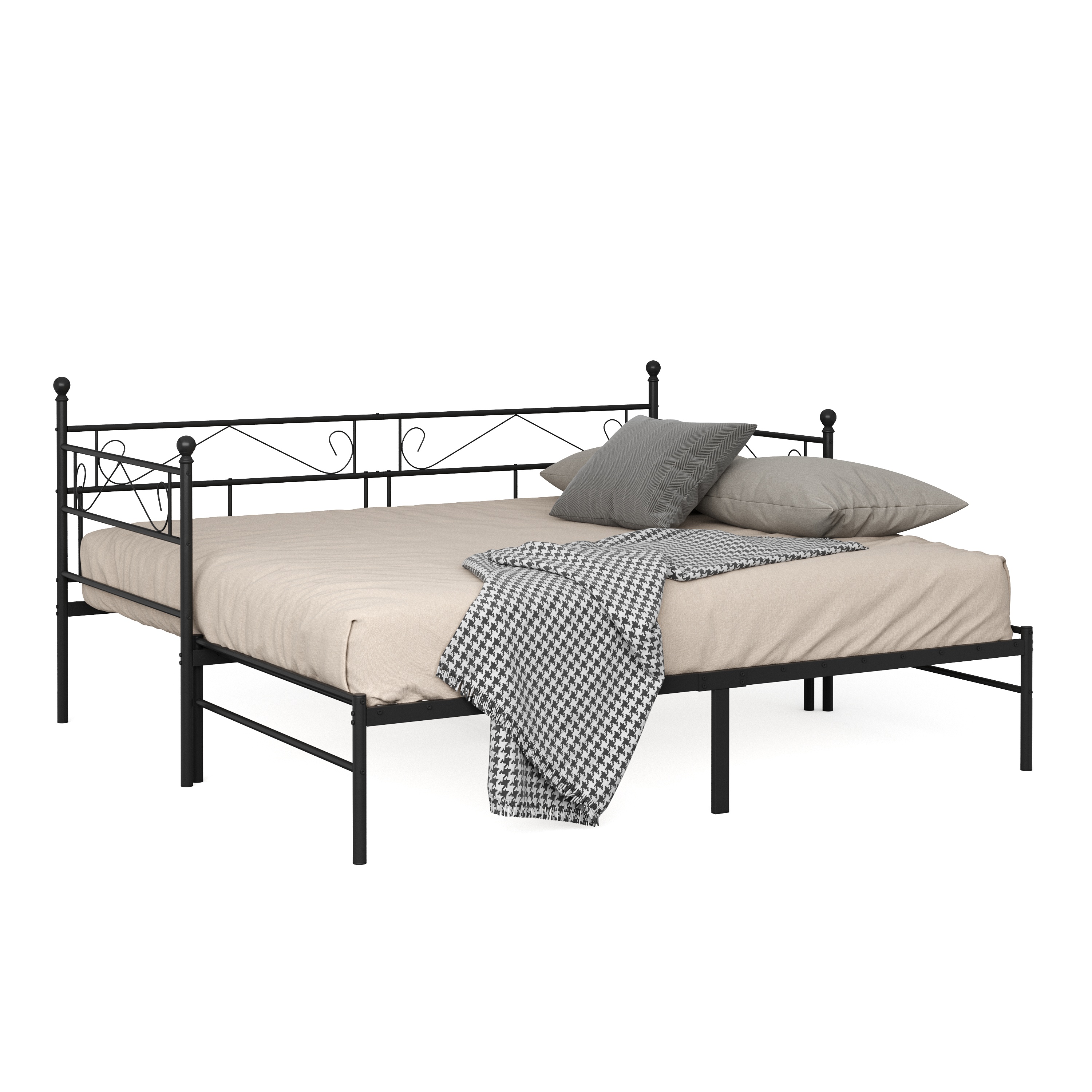 Image of Tagesbett Schlafsofa ausziehbar Metall ISALINE 90/180 x 190 cm schwarz