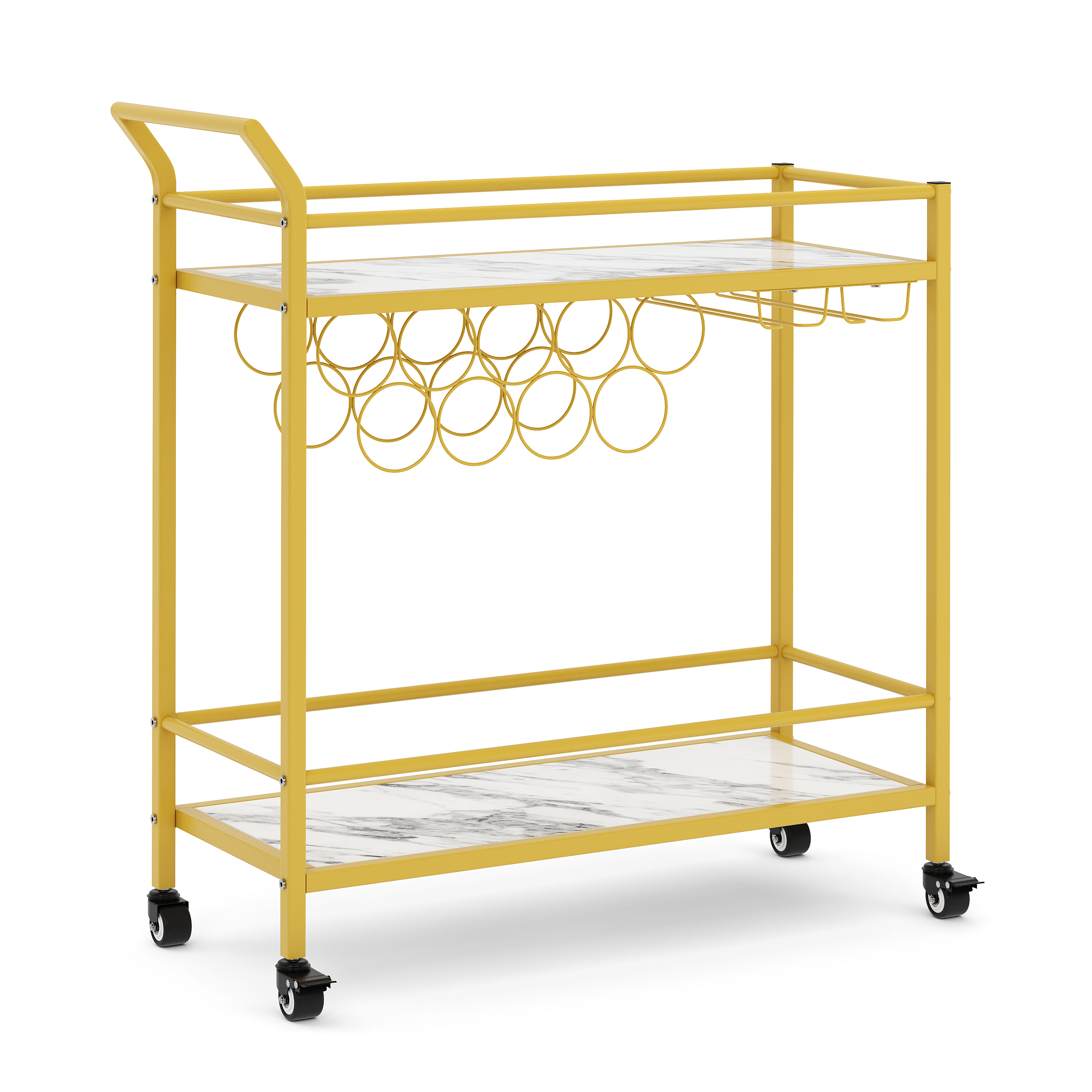 Weinregal auf Rollen für 9 Flaschen 85 x 89 cm gold