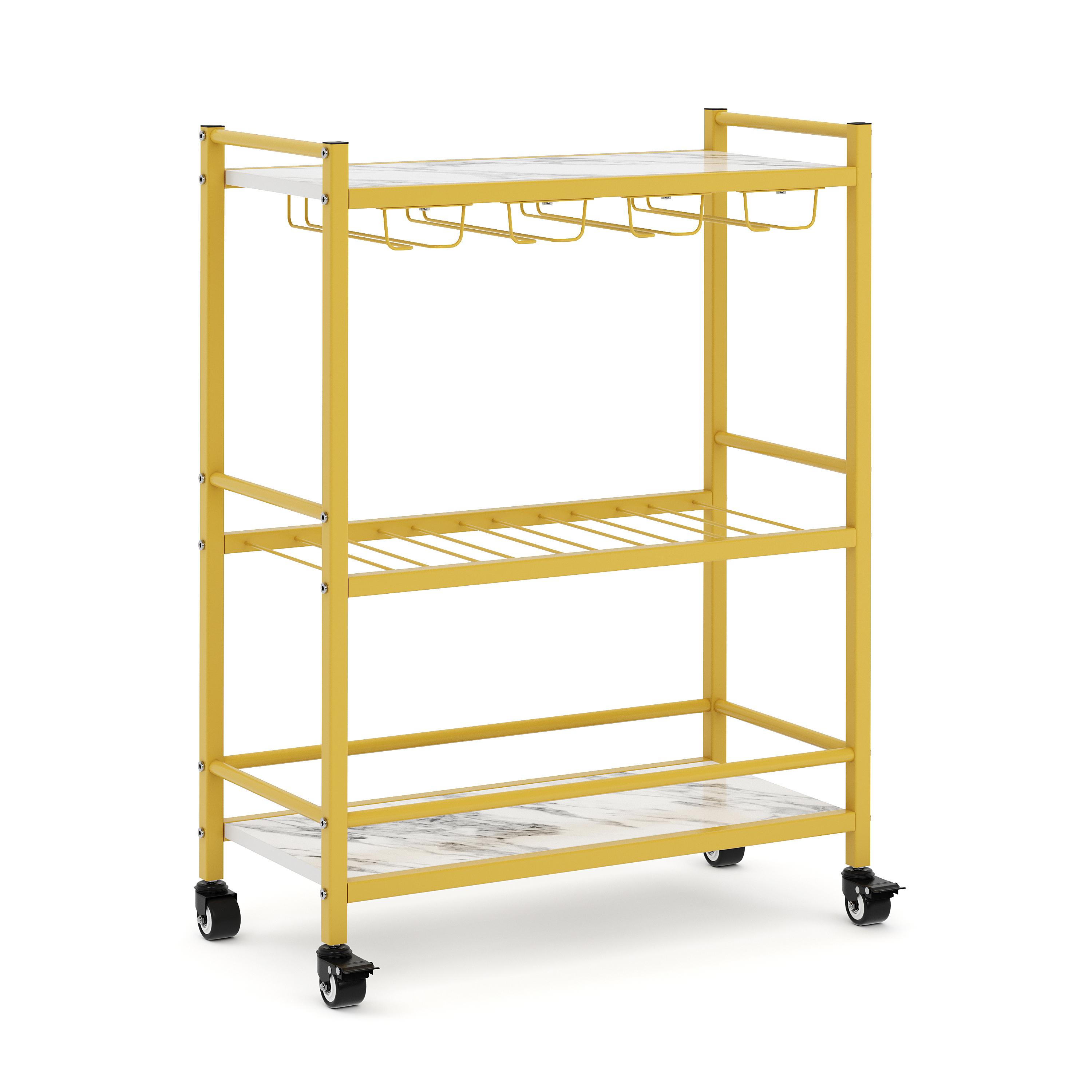 Weinregal auf Rollen für 6 Flaschen 63 x 83 cm gold