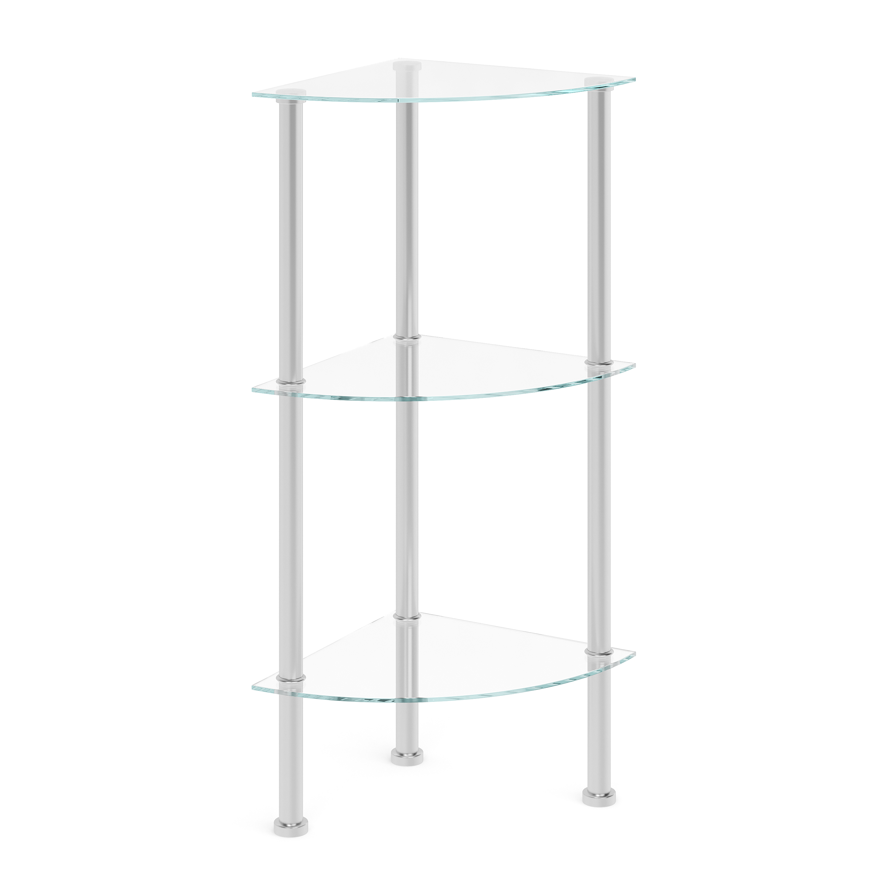 Eckregal Glas mit 3 Ebenen 30 x 77 cm silber