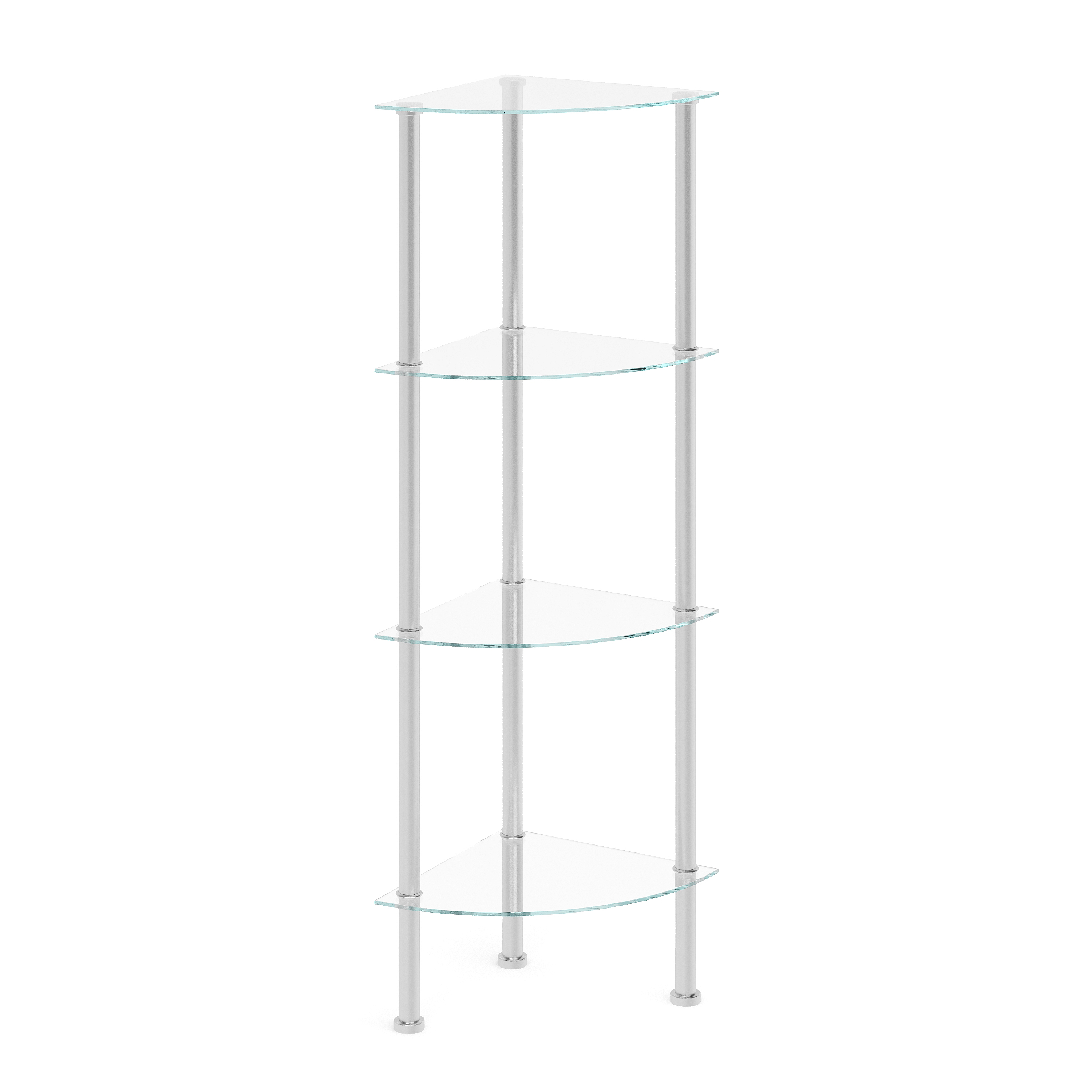 Eckregal Glas mit 4 Ebenen 30 x 108 cm silber