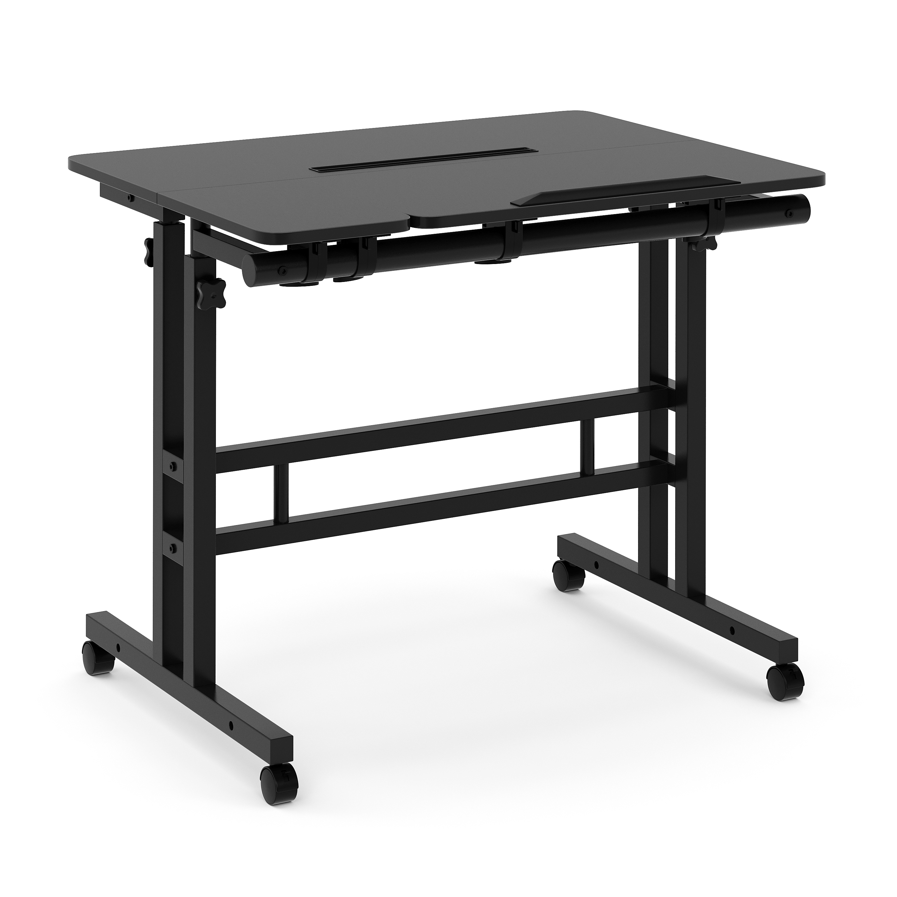 Image of Laptoptisch BRAM auf Rollen 80 x 60 x 67 - 115 cm schwarz