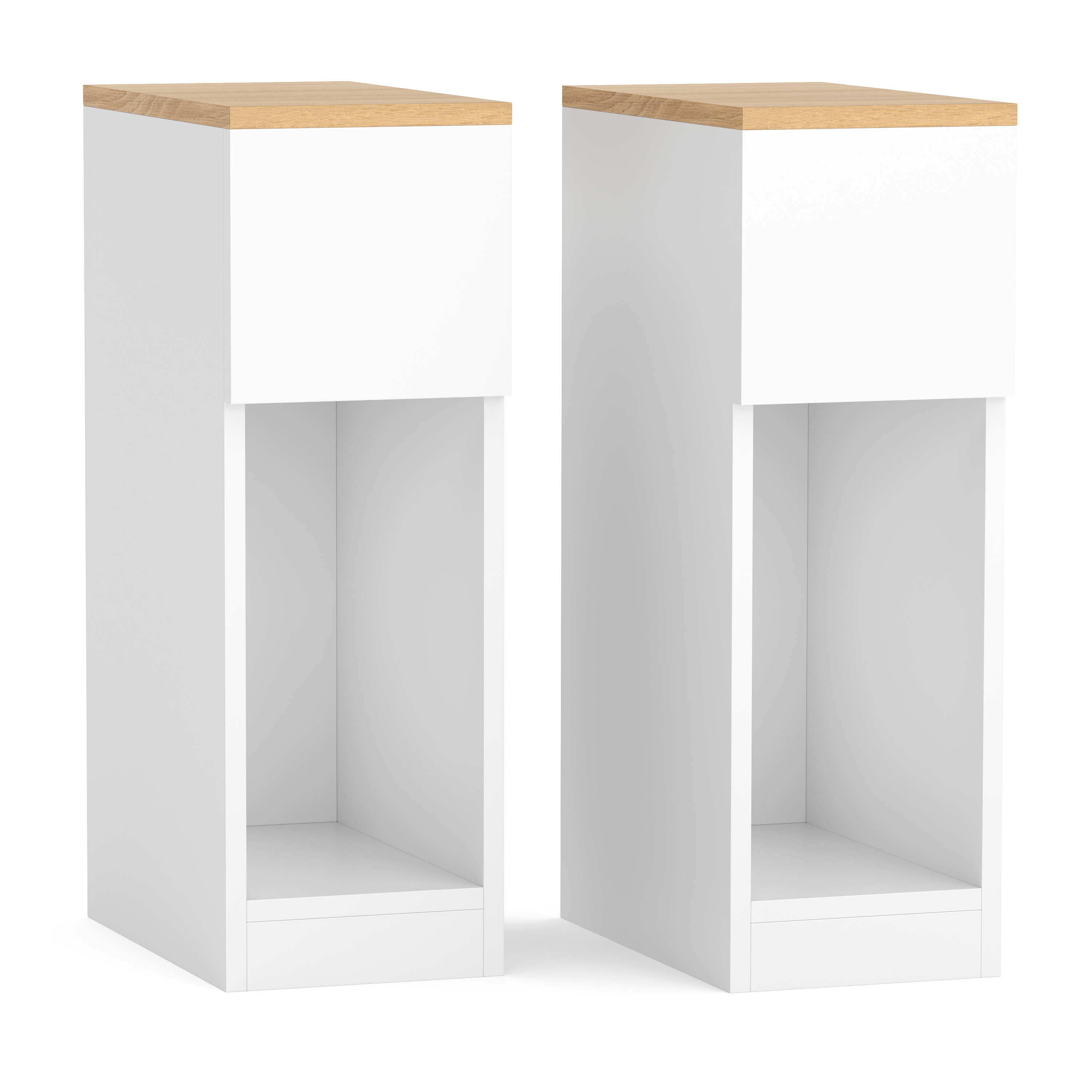 Nachttisch TIVRA mit Schublade 20 x 60 cm 2er Set weiss/braun