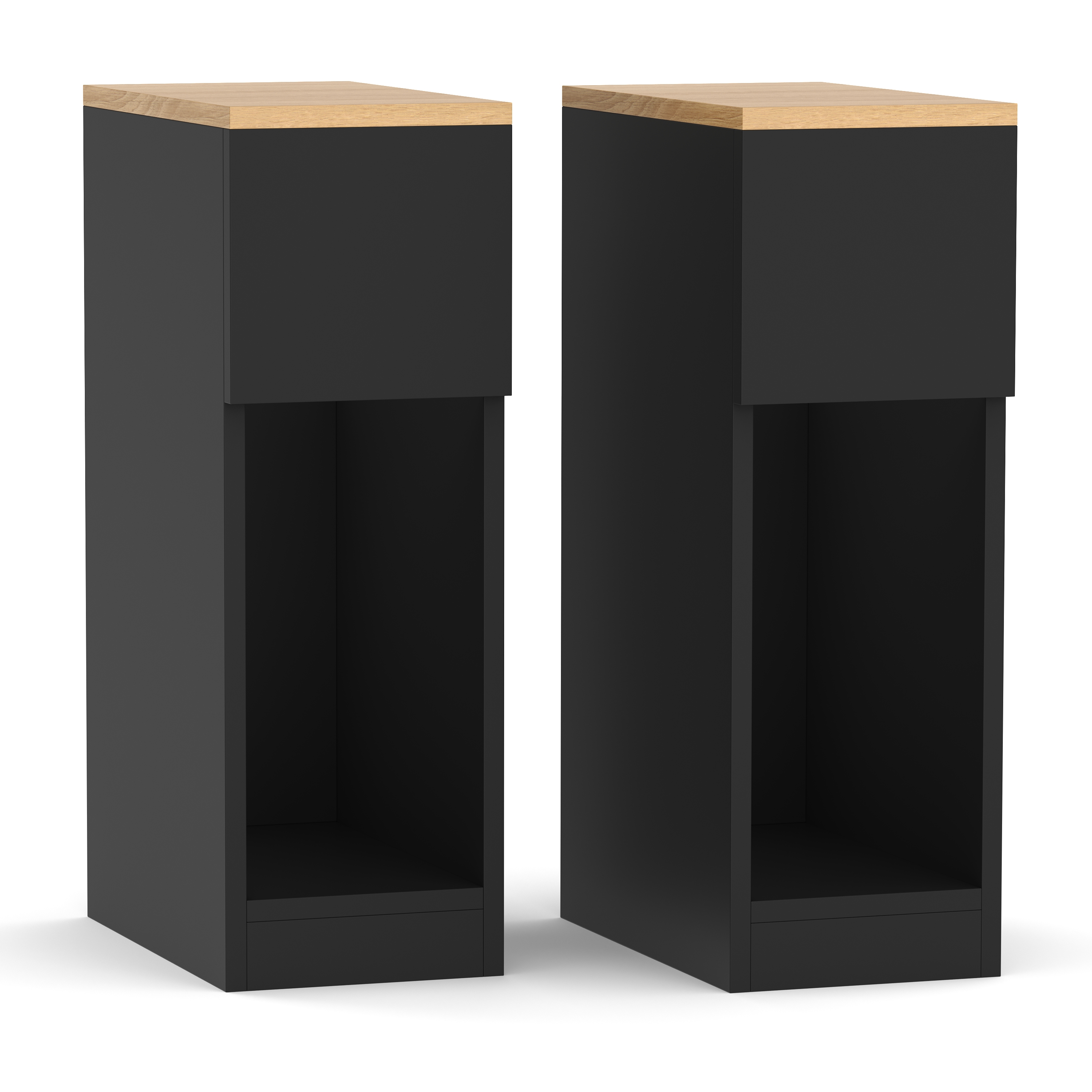 Nachttisch TIVRA mit Schublade 20 x 60 cm 2er Set schwarz/braun