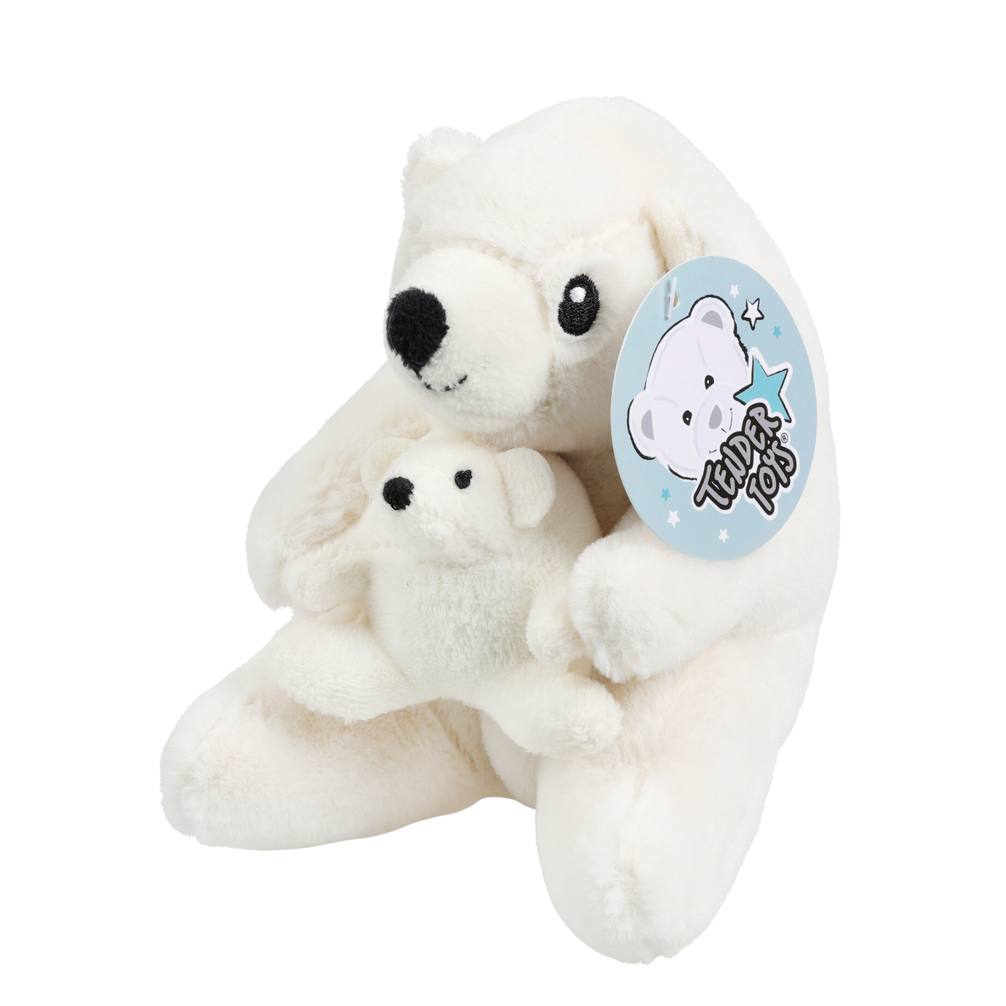 Plüschtier Eisbär mit Baby 16 cm weiss