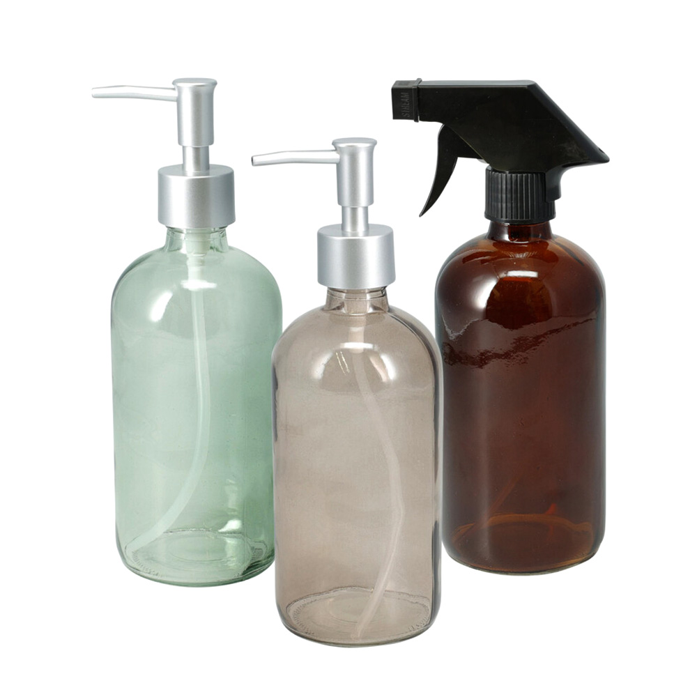 Image of Seifenspender Set Glas 3-teilig 450 ml