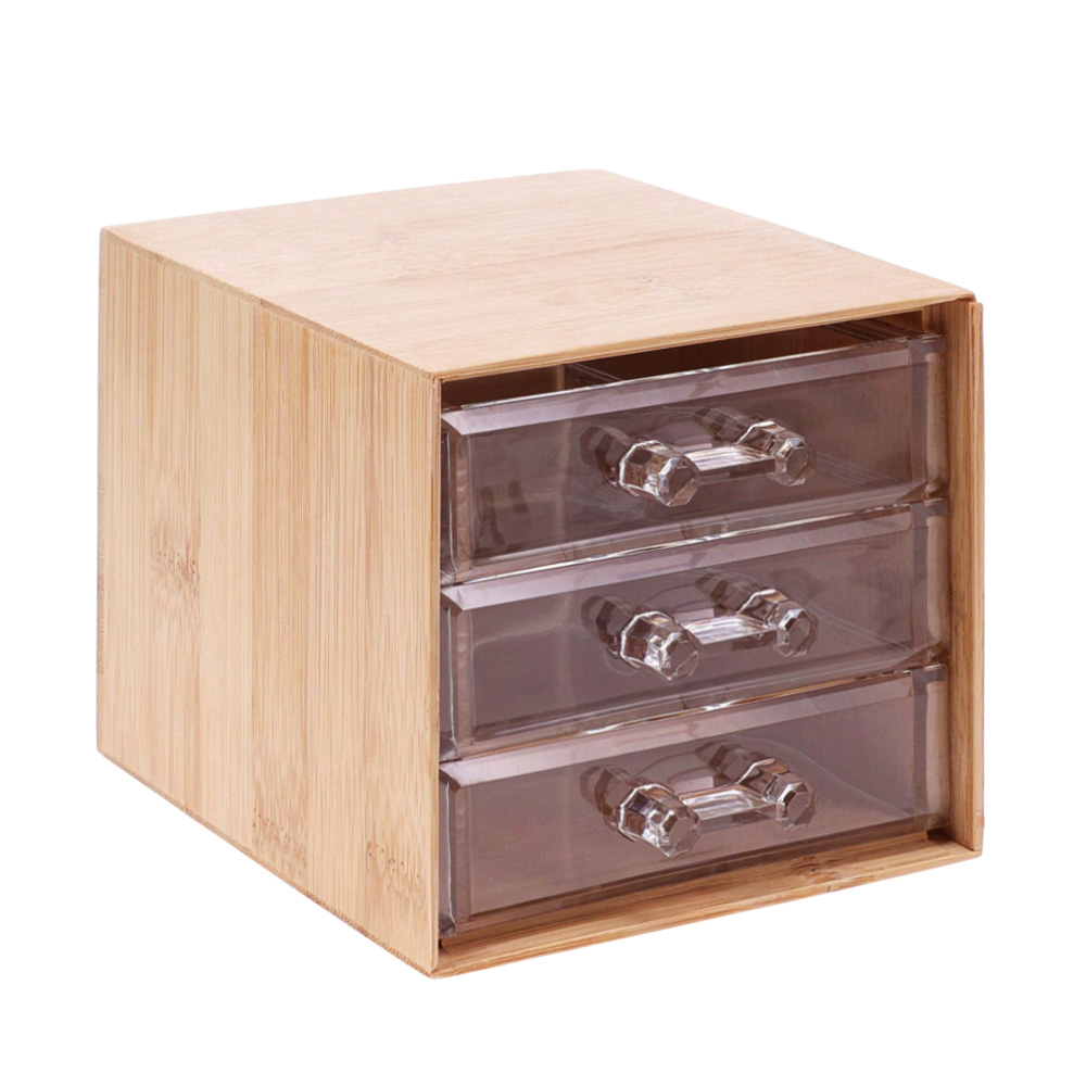 Kosmetik Organizer Bambus mit 3 Schubladen
