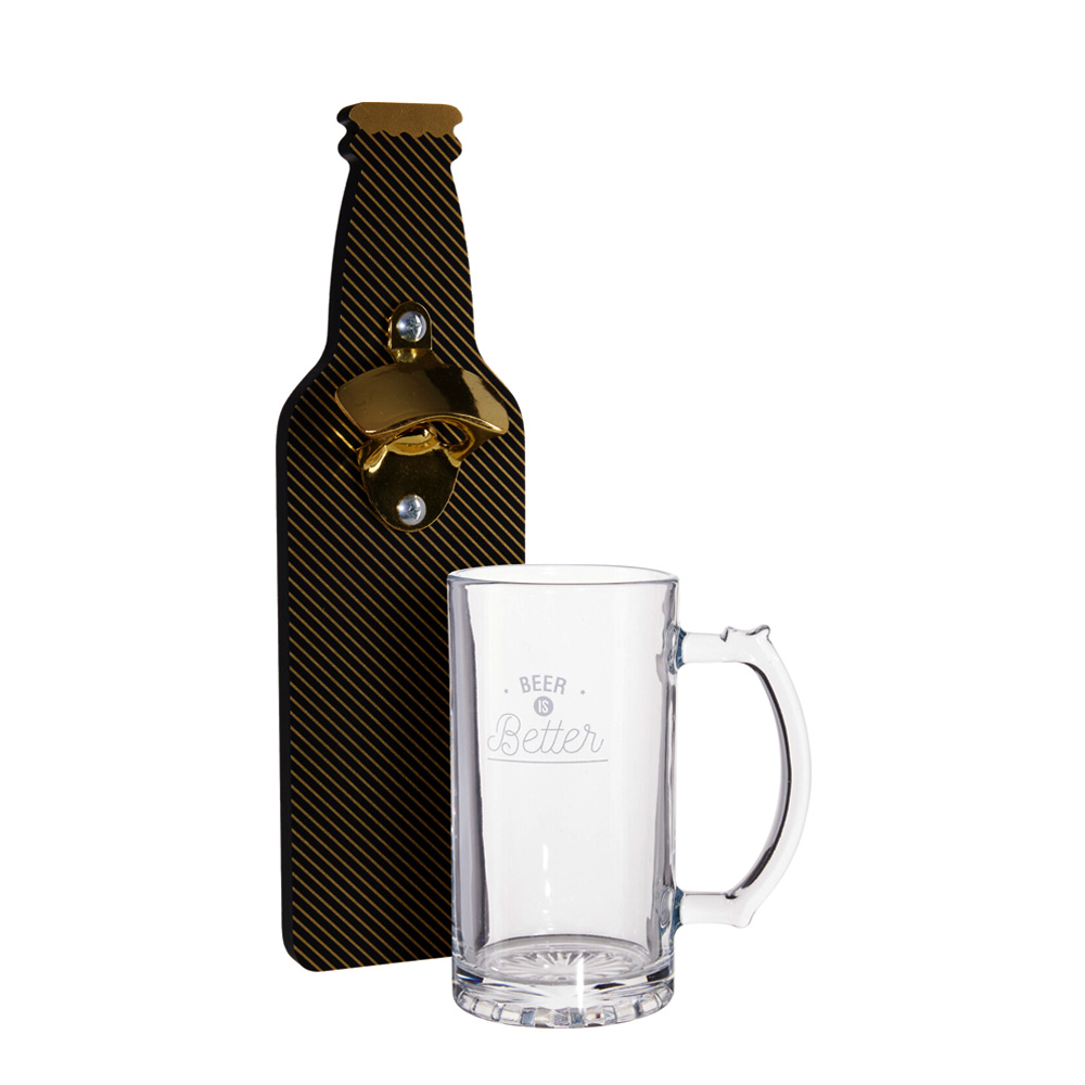 Flaschenöffner mit Bierglas