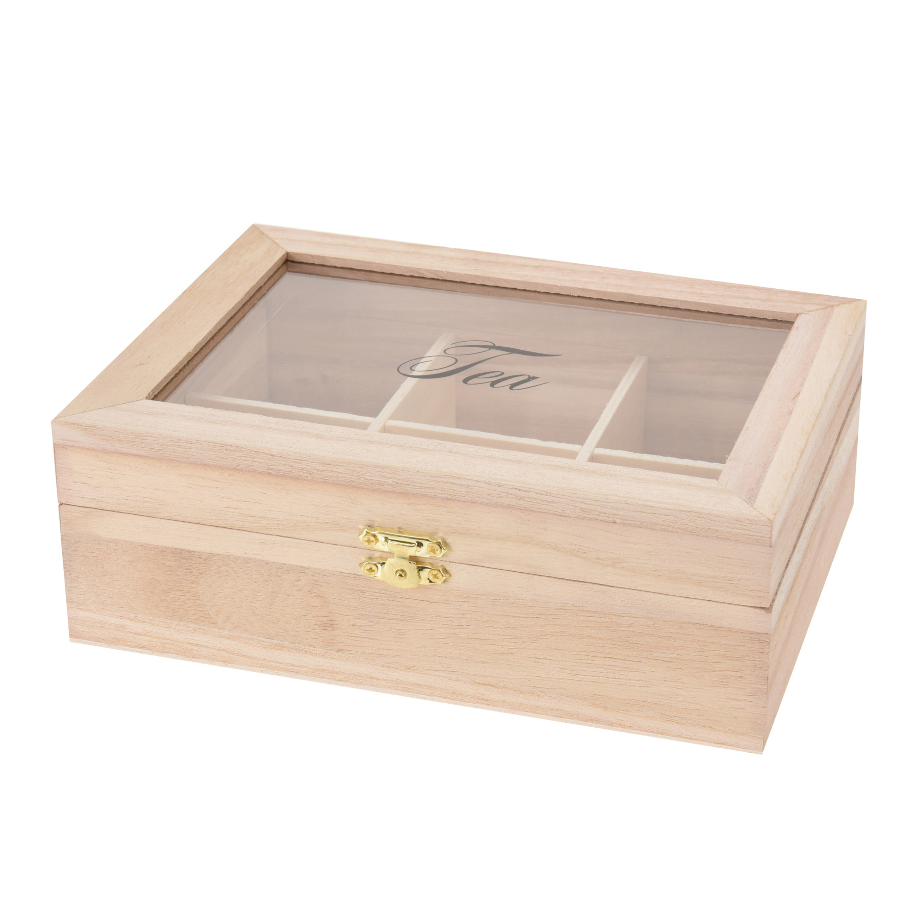 Teebox Holz 6 Fächer natur