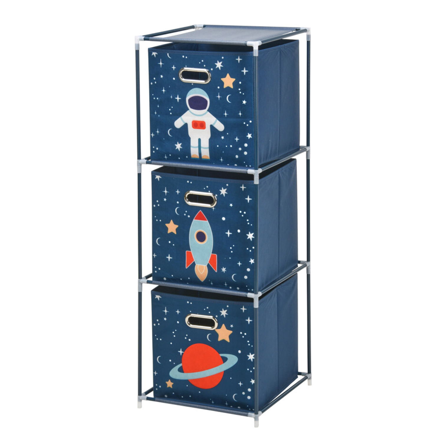 Spielzeugregal mit Aufbewahrungsboxen 35 x 35 x 102 cm blau